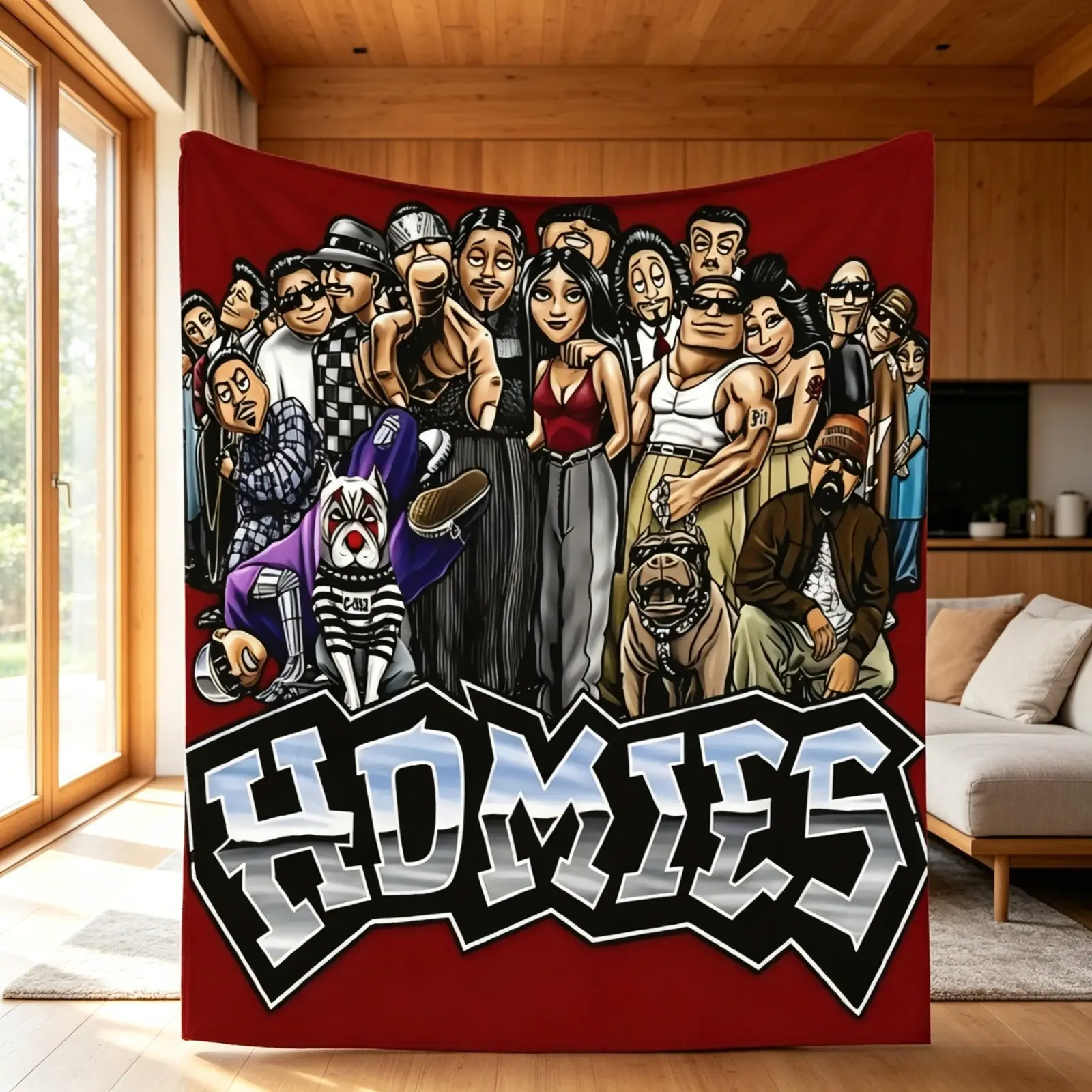 Custom Little Homies Style Flannel Blanket Soft Cozy Lightweight AC Throw Blanket Personalized Cartoon Aesthetic Blanket Kids Teens Adults Sofa Bed Bedroom Living Room Office Travel Camping Movie Night Home Decor Gift Birthday Christmas Viral Custom Blank