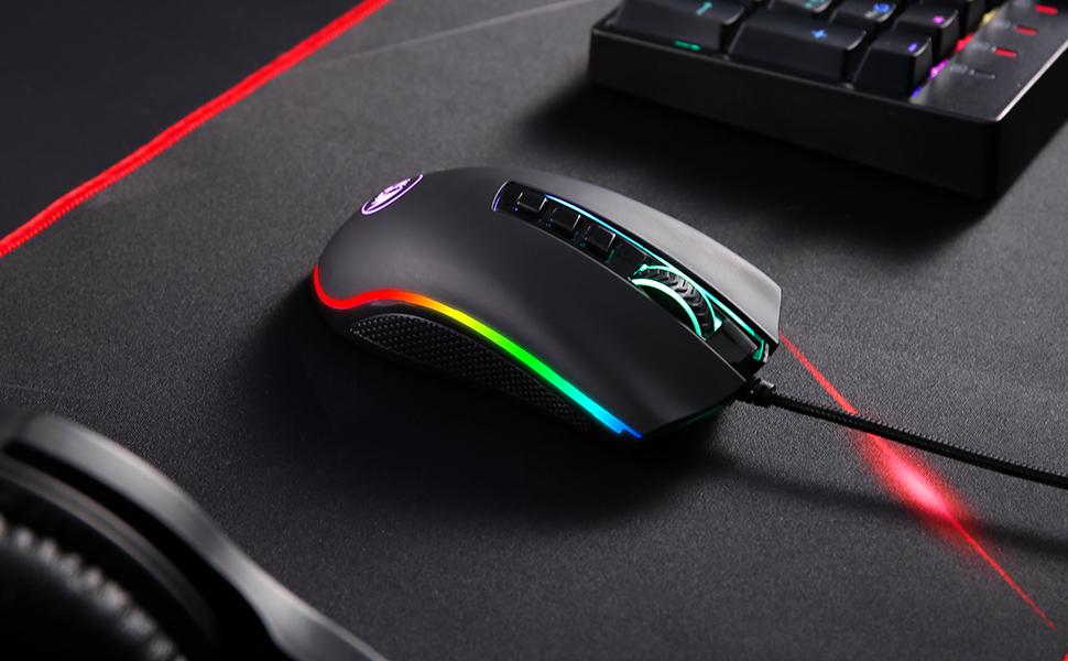 Redragon M711 Cobra Gaming Mouse with 16.8 Million RGB Color Backlit, 10,000 DPI Adjustable, Comfortable Grip, 7 Programmable Buttons