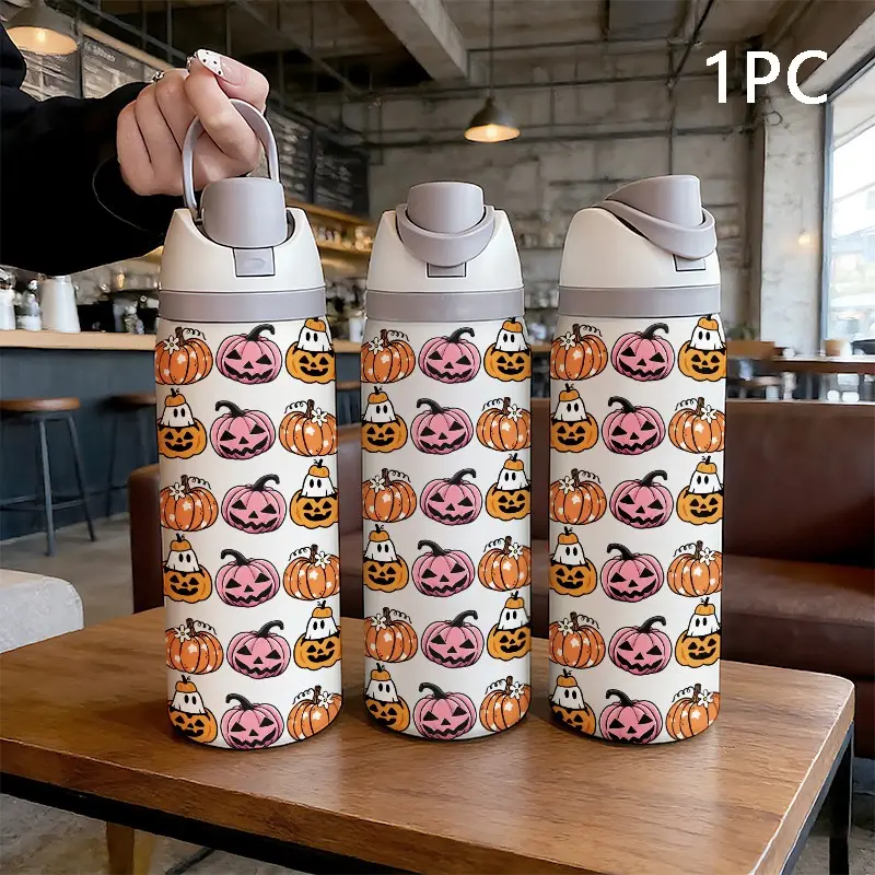 32oz Stainless Steel Water Bottle, Creative Pumpkin Design, Dual Mouth Large Capacity Fruit Cup, Insulated Lulu Bottle, Perfect Gift