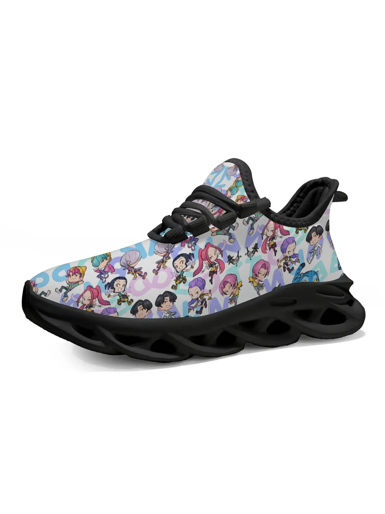 Printed Sports Shoes, Artistic Style, Unique Print, Fashionable Bright Colors, Thick Sole Design, Comfortable Laces, Classic and Versatile