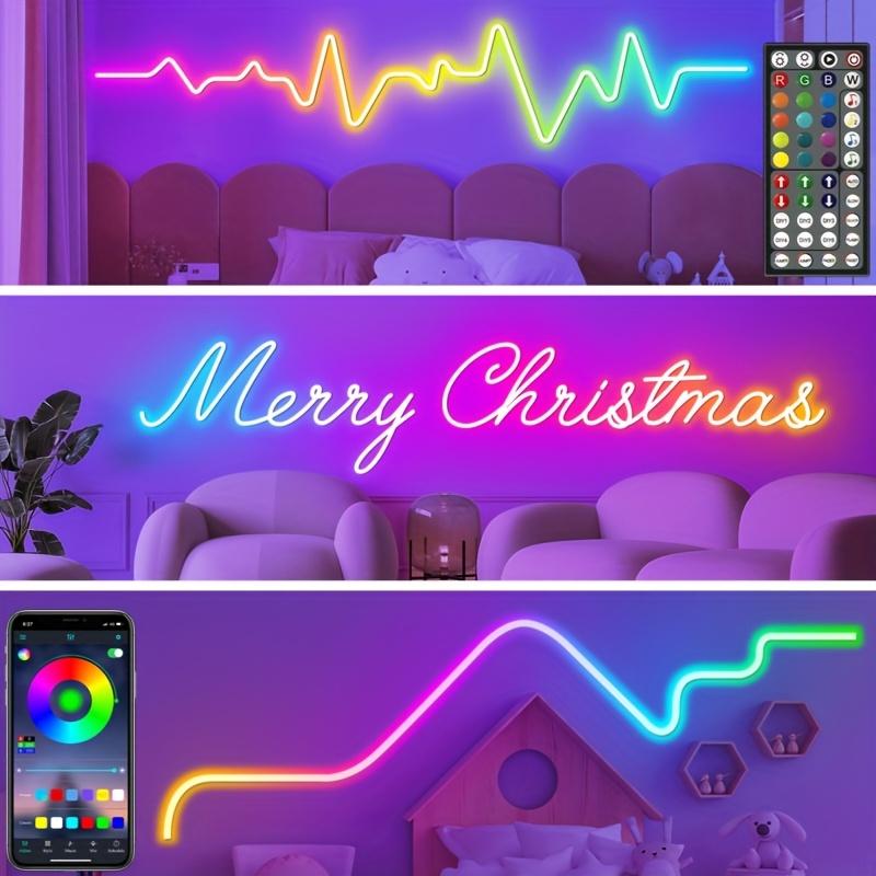 Product Introduction of 32 Feet Led Neon Rope Light, Use App/Remote Control Control, Flexible LED Rope Light, Multiple Modes, RGB Neon Light, Music Sync Game LED Neon Bar, Suitable for Bedroom, Indoor, Festival, Birthday Party, Party 4