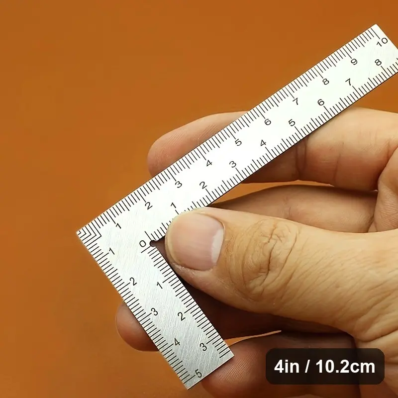 Mini L-Shaped Stainless Steel Ruler, High Precision Measurement Tool, Measuring Instrument, Thick Right Angle Design, Ideal for Leather Crafting and Small Size Measurements