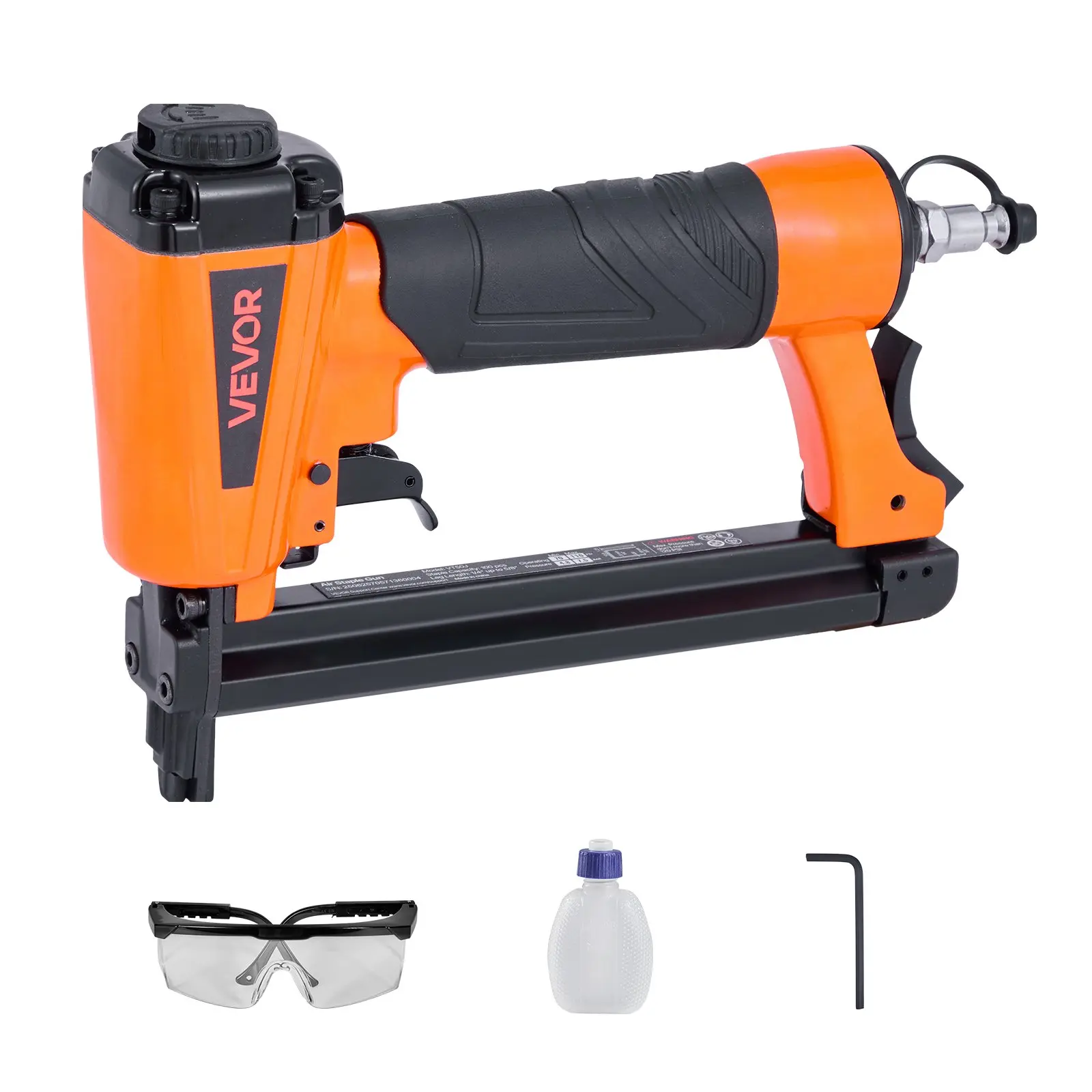 VEVOR Pneumatic Staple Gun, 20 Gauge T50 Upholstery Stapler for 7/16" Crown & 5/32"-5/8" Length Staples, 70-110 PSI Pneumatic Tool for Upholstery, Woodworking