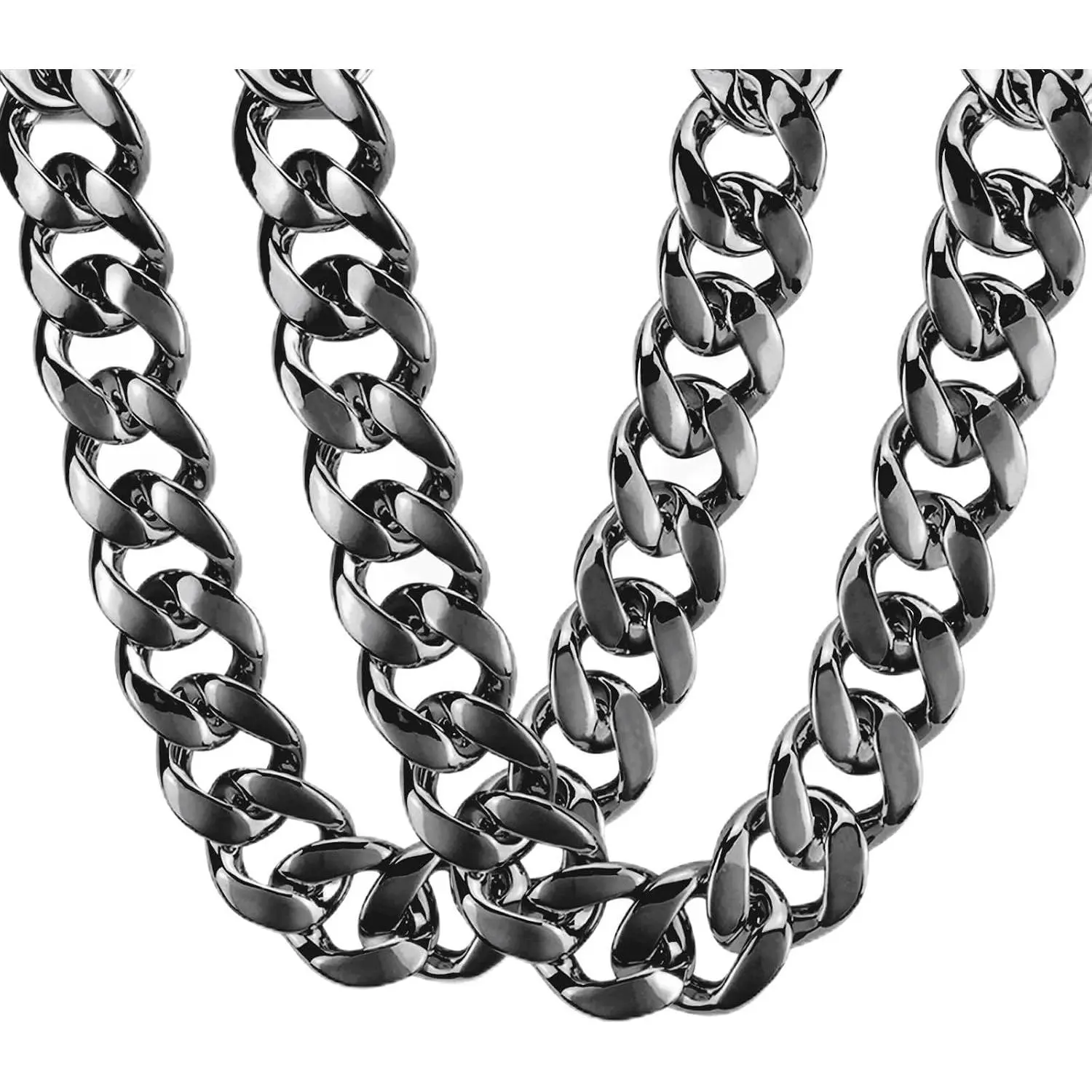 2Pack Big Chunky Plastic  Hop Chain for Men,    Turnover Chain 90s Necklace Costume Accessory