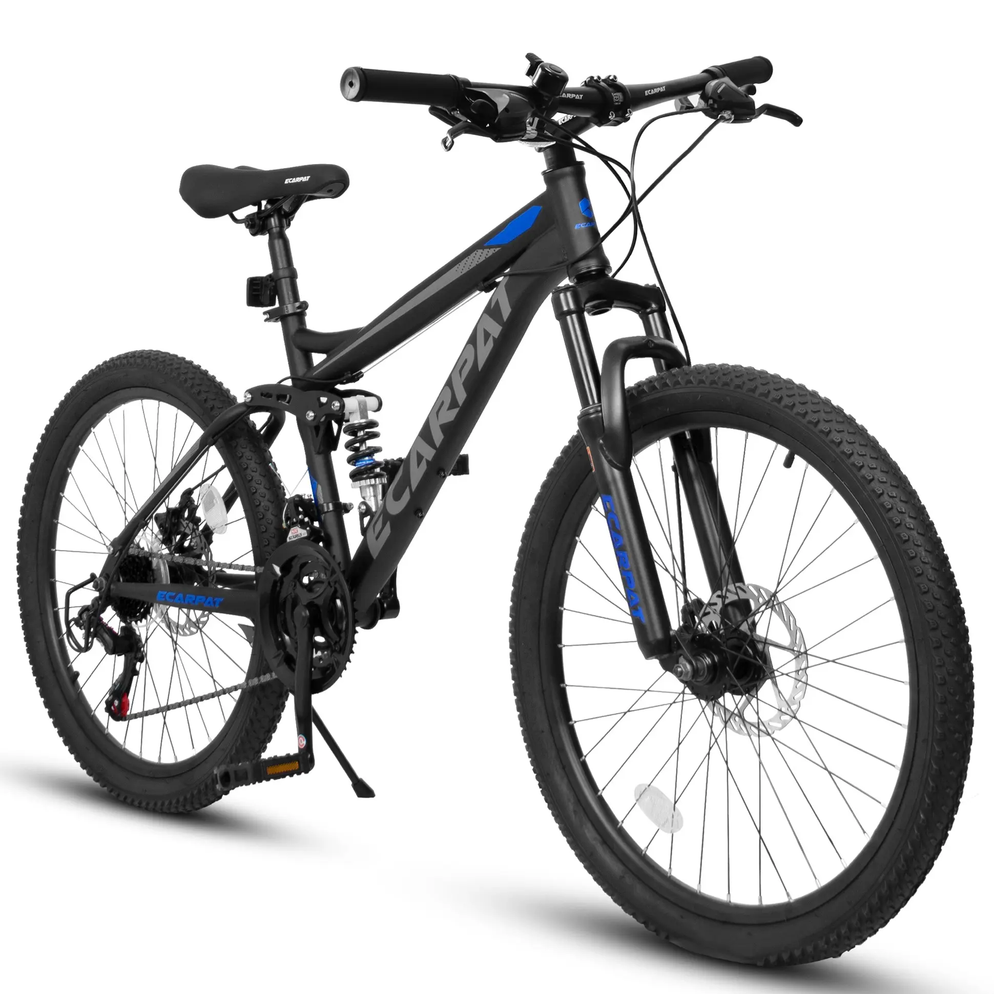 ARCH 27.5 Inch Full Suspension Mountain Bike Dual Shock Absorbers Mechanical Disc Brakes 21-Speed Steel Frame Men Women Outdoor Cycling Bicycle for Trail Travel Fitness Black, Black Color Options, Steel Material, Classic Style, Product Dimensions: