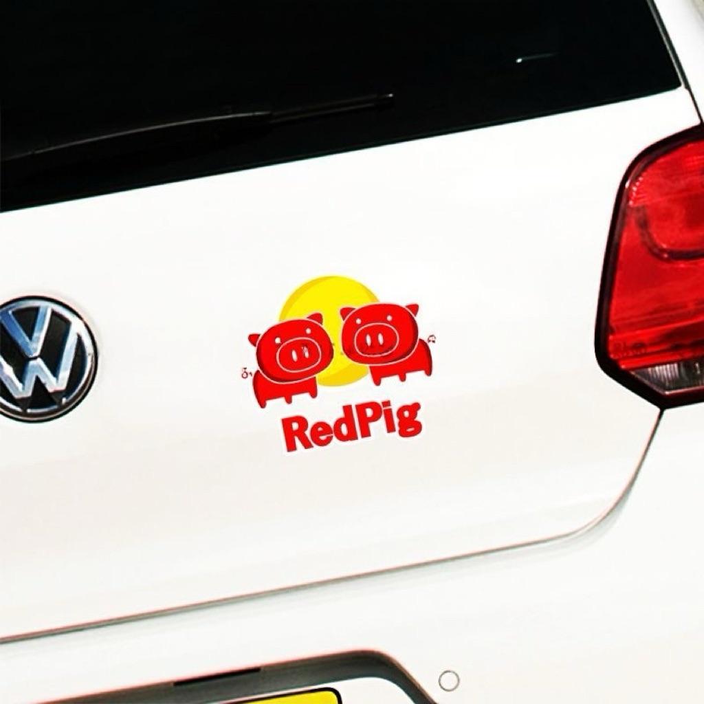 Red Pig Funny Car Sticker  Waterproof Decal for Electric Motorcycle Bike Helmet DIY Decor