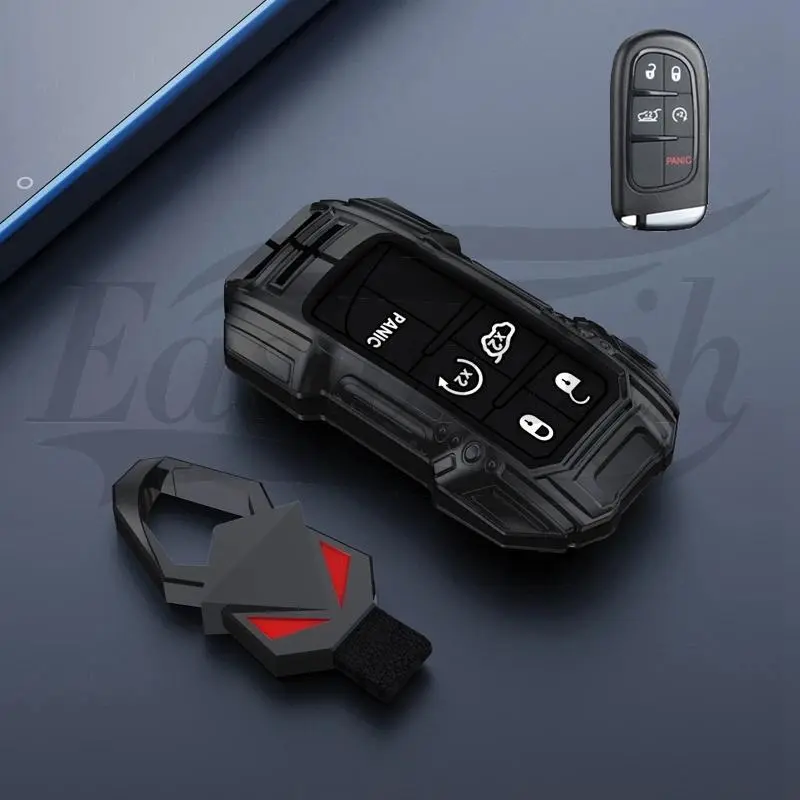 Durable Metal Zinc Alloy Car Key Case with Cover Holder (Key Not Included) for Jeep Grand Cherokee, Compass, Patriot-Renegade & Dodge Challenger, Journey Vehicles Automotive Interior Accessories