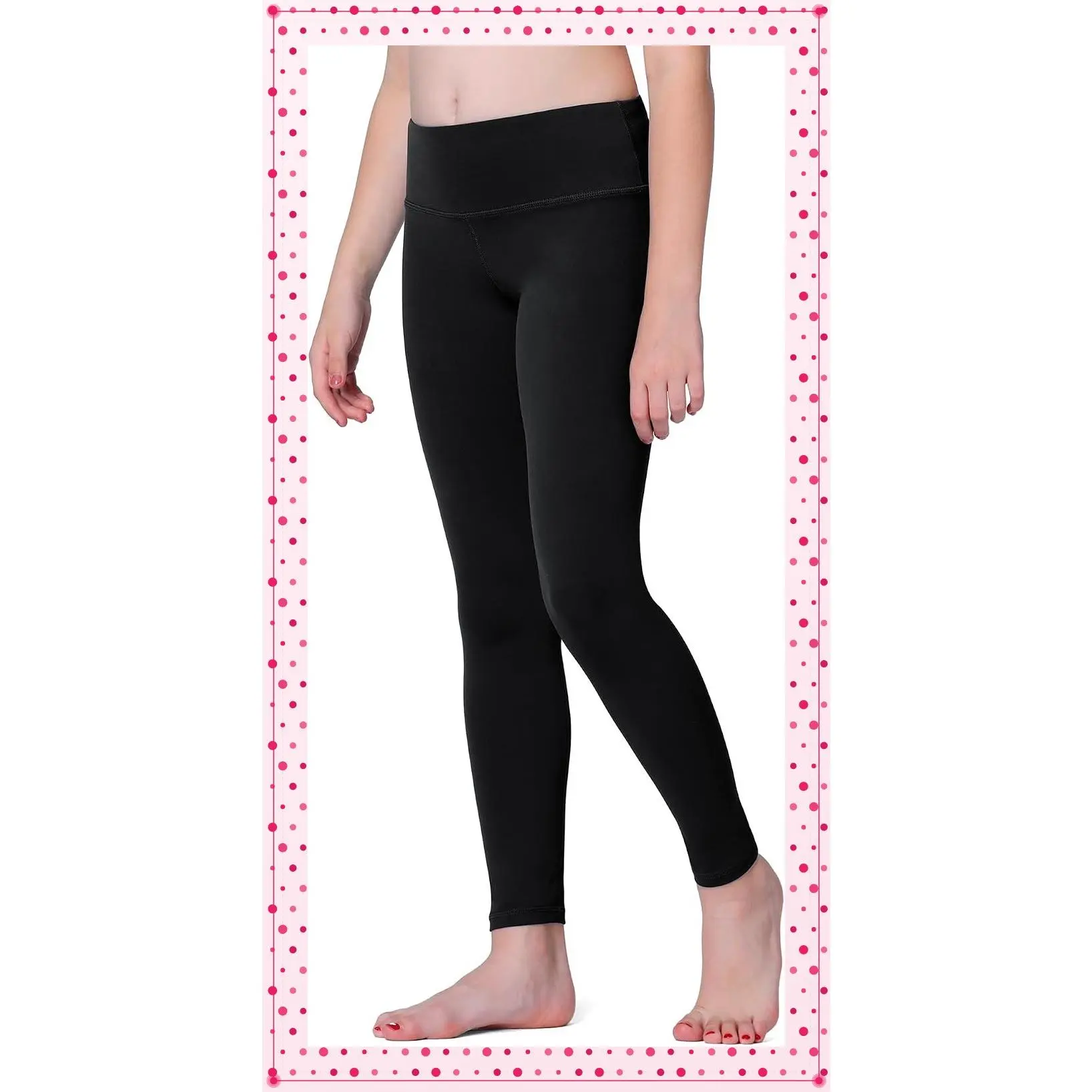 Girls Leggings with Hidden Pocket for Kids Dance Yoga Athletic Pants | High-rise waistband,Soft 4-way stretch,Moisture-wicking,Non see-through for dance,gymnastics,yoga,running and daily wearGift