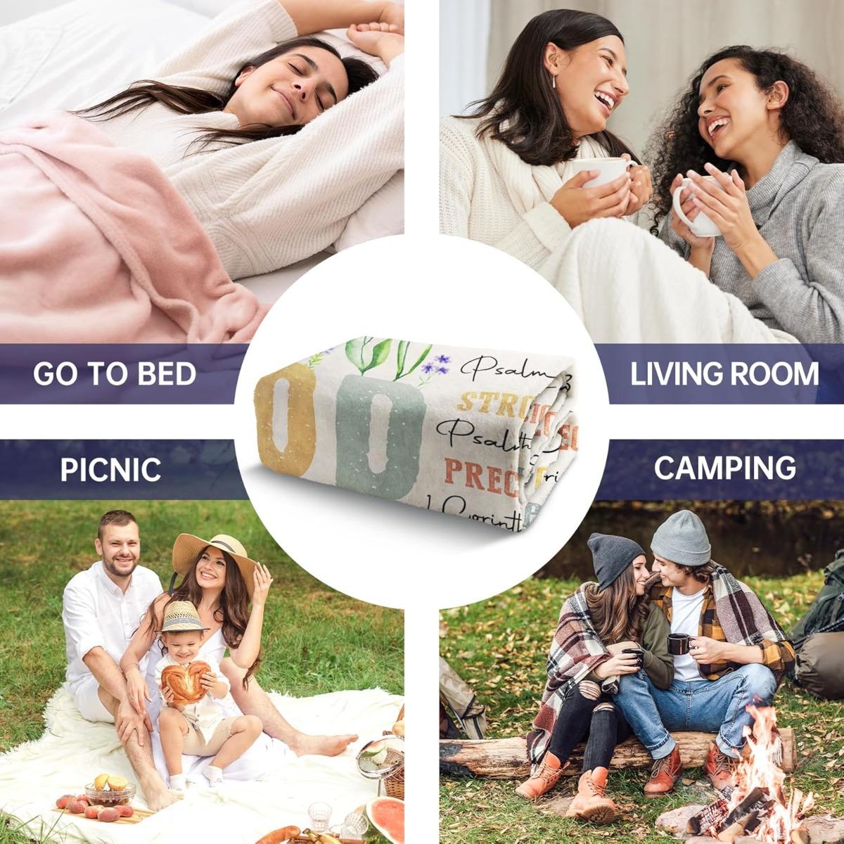 Christian God Says Scripture Floral Blanket | Inspirational Religious Gift | Perfect for Birthday Christmas Baptism Confirmation | Cozy Soft Throw for Mom Sister Friend Her