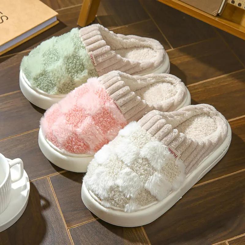 Cotton slippers for women, anti slip cashmere for warmth, monthly slippers for indoor home, cute and fluffy cotton mop Girl Footwear Flipflop