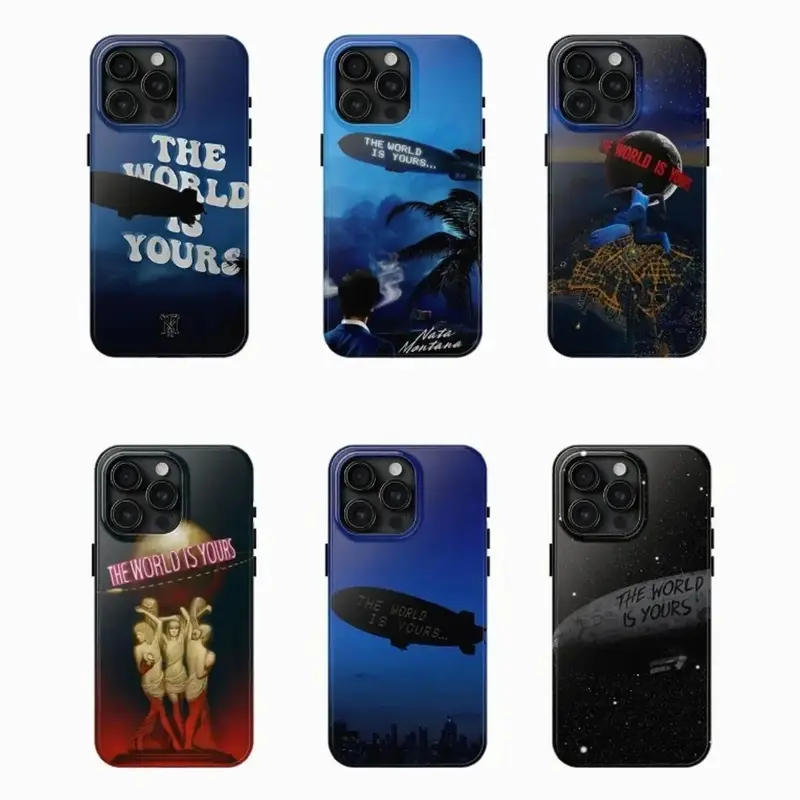S-Scarface The World Is Yours Phone Case, Tempered Glass Protective Cover, Vintage Movie Quote Case Suitable for iPhone 17-11 Pro Max/Plus