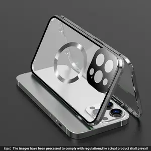 Magnetic Charging Phone Case with Tempered Glass Screen Protector, 360 Degree Protective Double Layer Phone Case, Phone Accessories for Smartphone iPhone 15 14 13, Durable Protective Cover