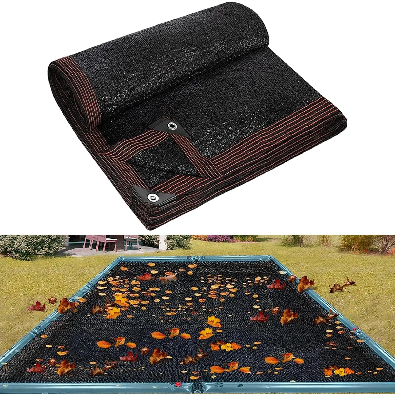 16x32FT Pool Leaf Net Cover, Thicken Rectangle Leaf Netting for Inground & Above Ground Pools, Reinforced Grommets, Winter Pool Screen Cover, Catching Leaves