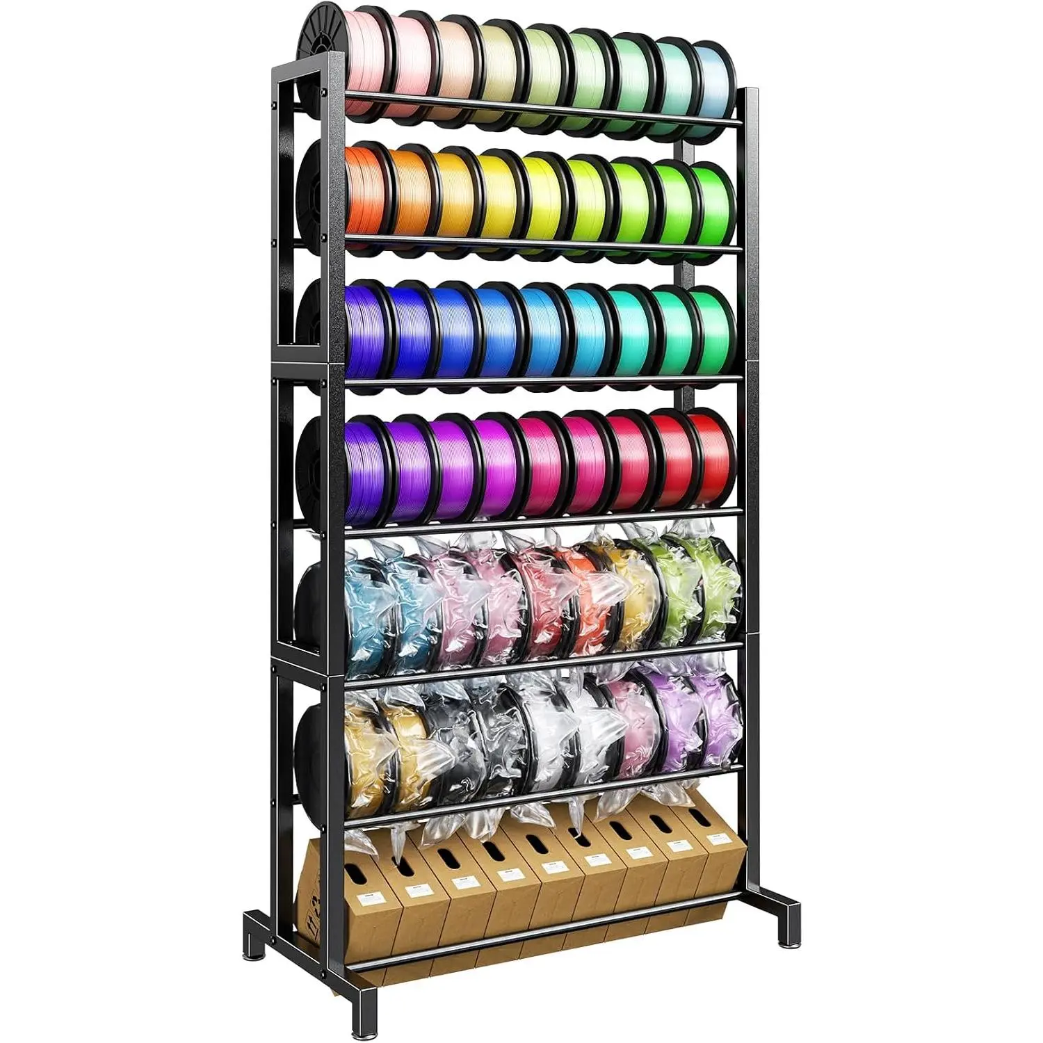 Printer Filament Storage Rack 7-Tier, Multi-Layer Filament Rack | Large Capacity Filament Organizer Holds up to 63 Spools, Heavy Duty  Printing Rolls Stand for  School(Shelf Only)