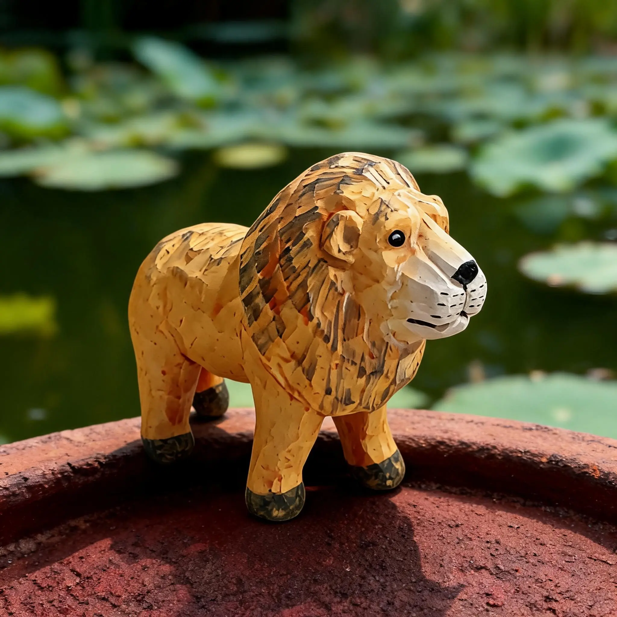 Resin Lion Sculpture, Hand-Painted African Safari Animal Statue, Indoor Outdoor Home Garden Decor, Gift for Animal Lovers, Jungle Theme Kids Room Decoration