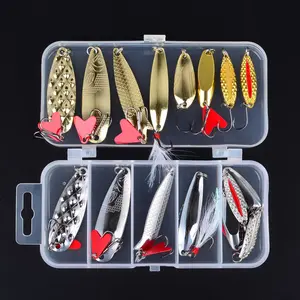 16-Piece Metal Flasher Lure Set with Feather Hooks, Long Cast Freshwater & Saltwater Fishing Baits, Ideal for Carp, Redmouth, Sea Bass