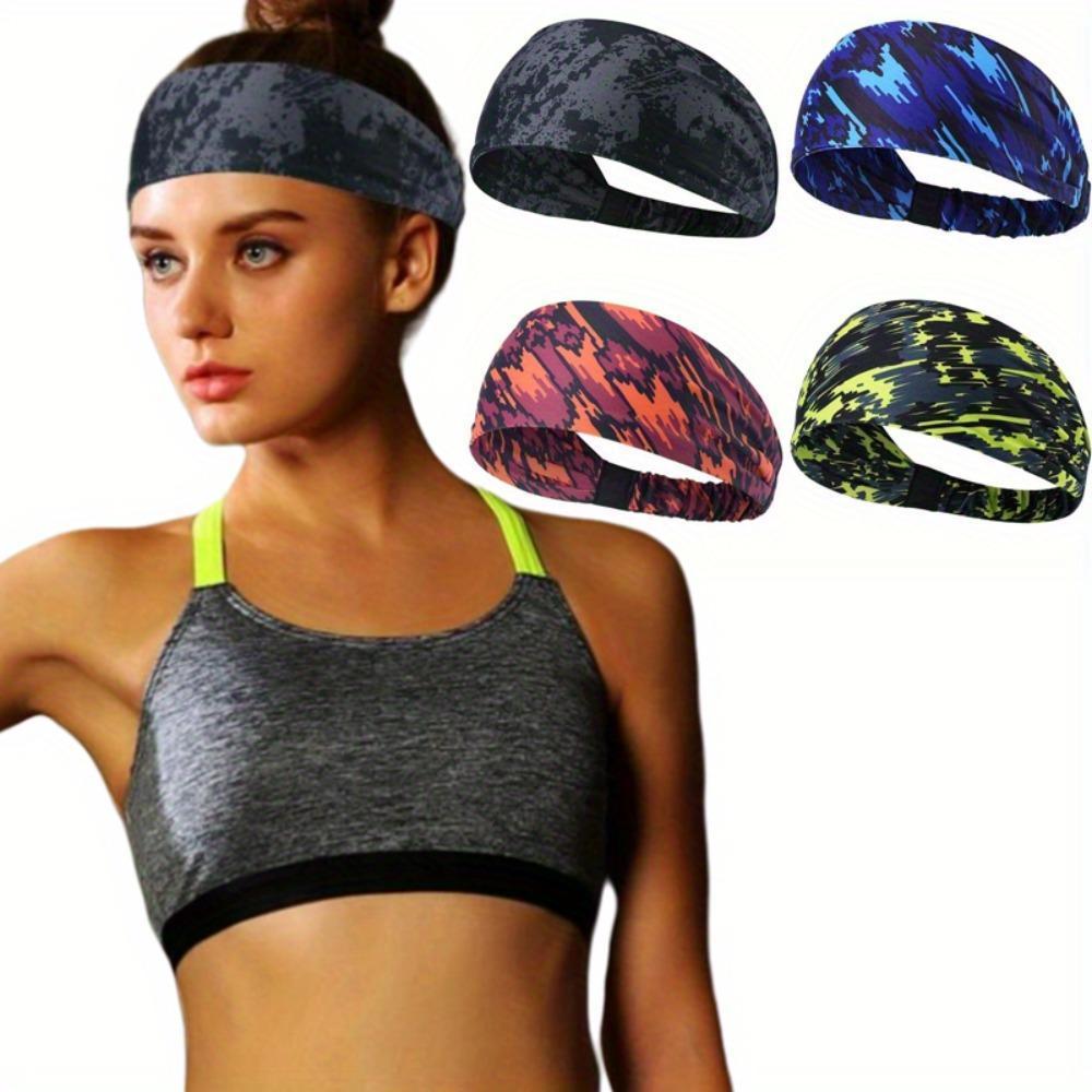 Unisex 5-Pack Sports Headbands, Moisture-Wicking Elastic Non-Slip Wide Hair Bands, Athletic Fashion Accessories for Running, Yoga