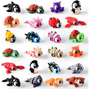 24PCS 3D Printed Mini Animals with Storage Plastic Eggs, Ocean Animal with Articulated Fidget Sensory Toys Inside for Party Favors, Classroom Prizes, Birthday Goodie Bag Stuffersfidget toys