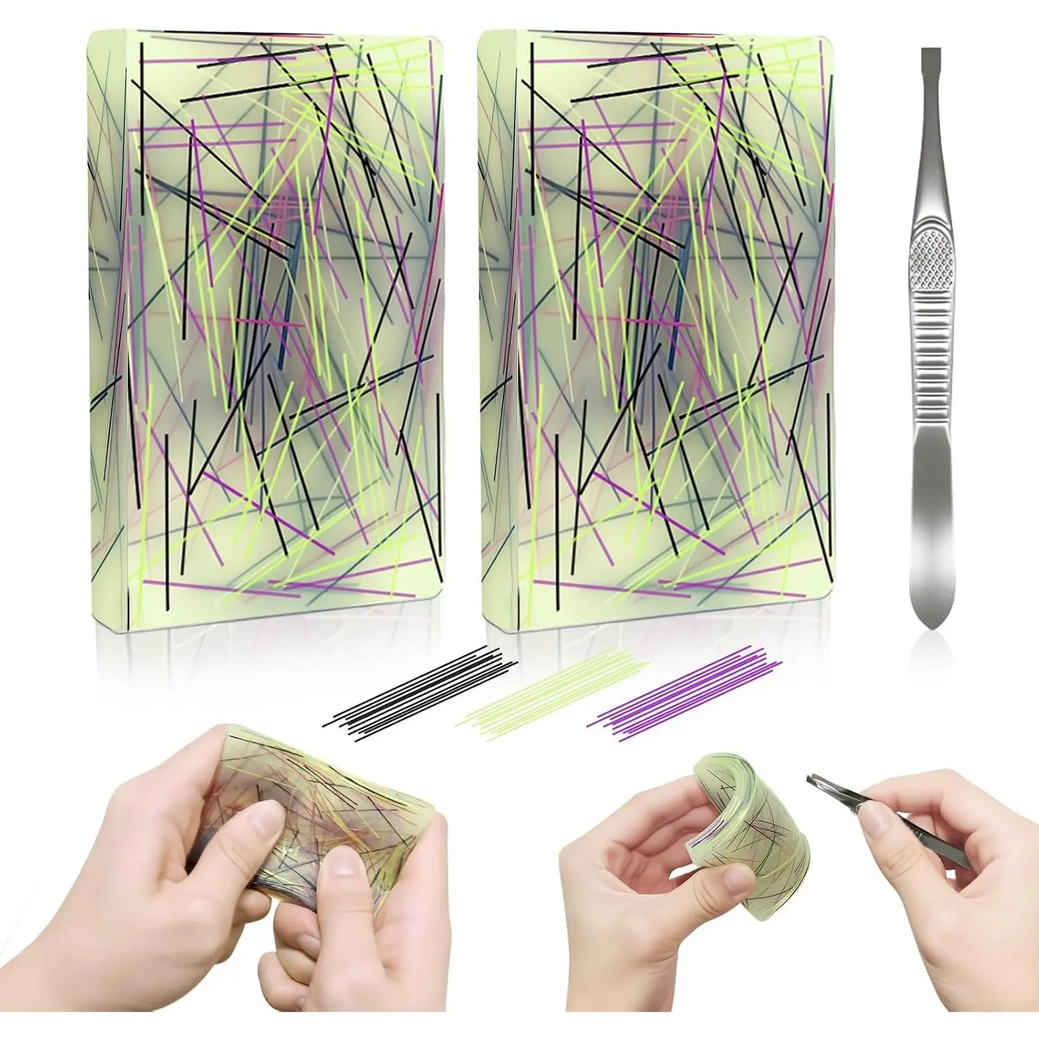 2PC Picky Pad - Skin Picking Fidget Toy for Dermatillomania & Trichotillomania, Sensory Pick Pad for Autism & Stress Relief, Silicone Picking Pad with 1PC Tweezers