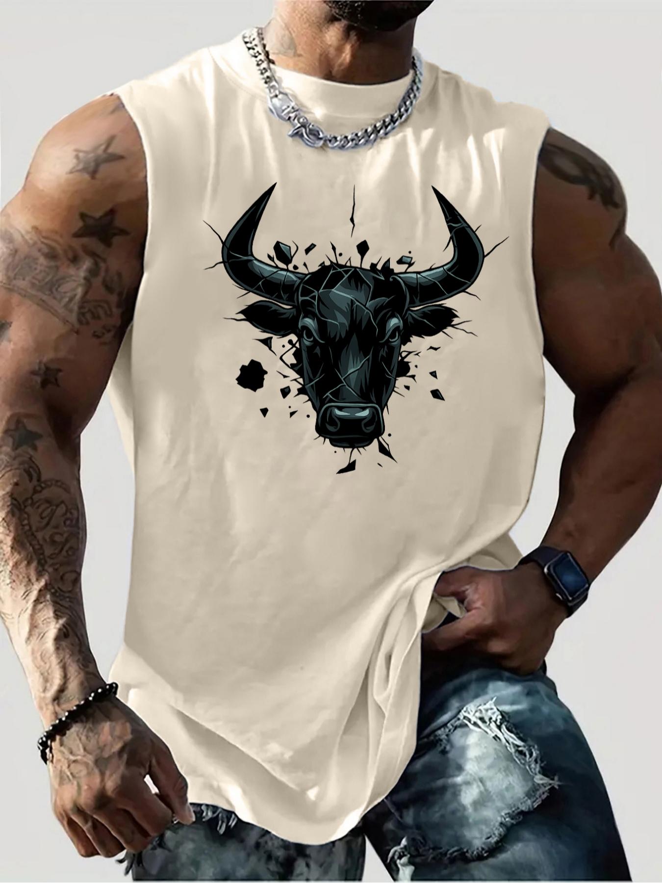 Men's Casual Trendy Round Neck Graphic Print Vest, Stylish Sleeveless Top for Summer, Cool Fashion for Casual Outings