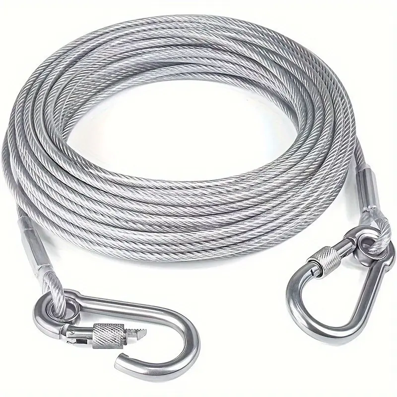 Stainless Steel Dog Leash, Reflective and Rust-Resistant, Suitable for Medium to Large Dogs, 200cm/500cm/1000cm, Lock Spring Clip, Multi-Functional