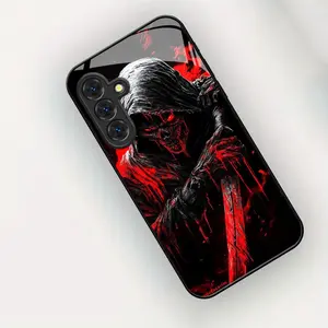 New Stylish Design Phone Case with a Red And Black Death God Pattern, Creative Tempered Glass Black Protective Case for S26 S25 S24 S23 S22Pro S21 S20 Fe Plus Ultra Pro A56 A55 A54 A53 A52 A51 A36 A35 A34 A32 A26 A25 A24 A23 A16 A15 A14 A06 A05 A03s
