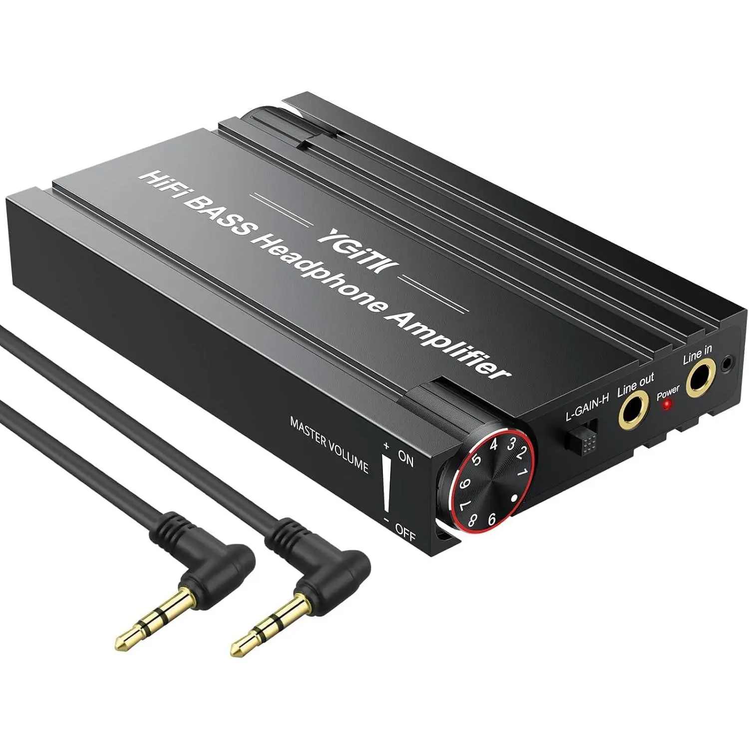 Headphone Amplifier 16–600Ω Powerful Portable Aluminum HiFi Amp with Bass Boost Control & Volume Knob, USB-C Rechargeable, 3.5mm AUX, Low Distortion for High Impedance Headphones, Phone, PC, MP3