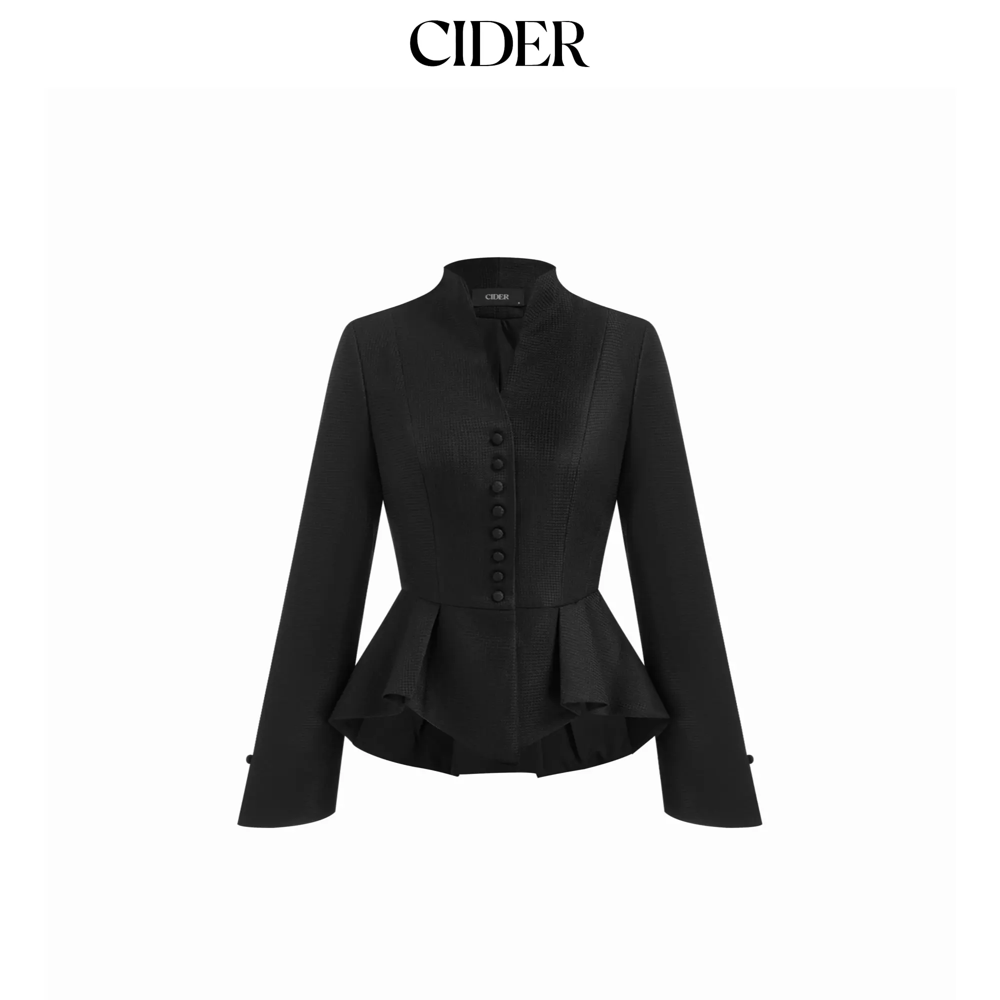 Cider V-neck Button Split Peplum Long Sleeve Jacket SummerFinds