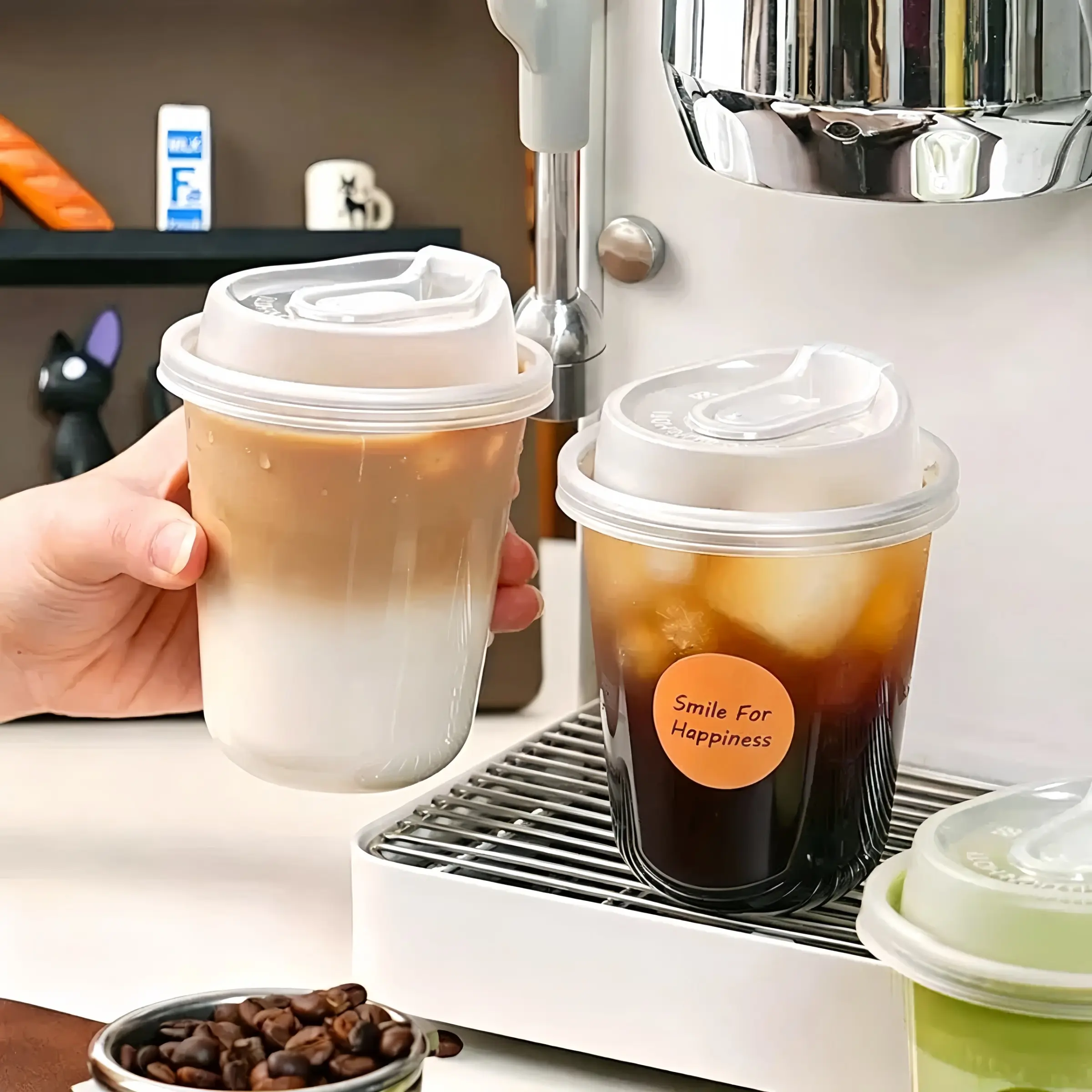 500ML Transparent Coffee Cup with Lid, 15-Pack Disposable U-Shape Beverage Cups, Ideal for Hot Drinks, Milk Tea, Takeout Beverages