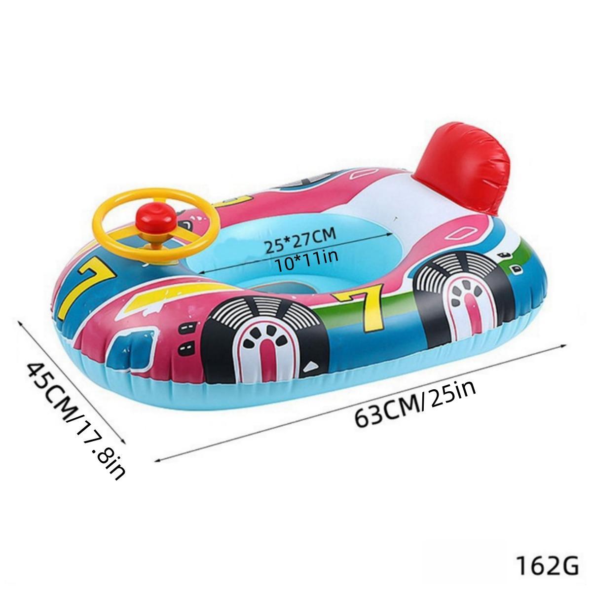 Cute Car Design Inflatable Swimming Pool Float, Inflatable Summer Beach Floatie Boat, Fun Swimming Ring with Handles Safety Seat for Girls Boys, Inflatable Pool Floats