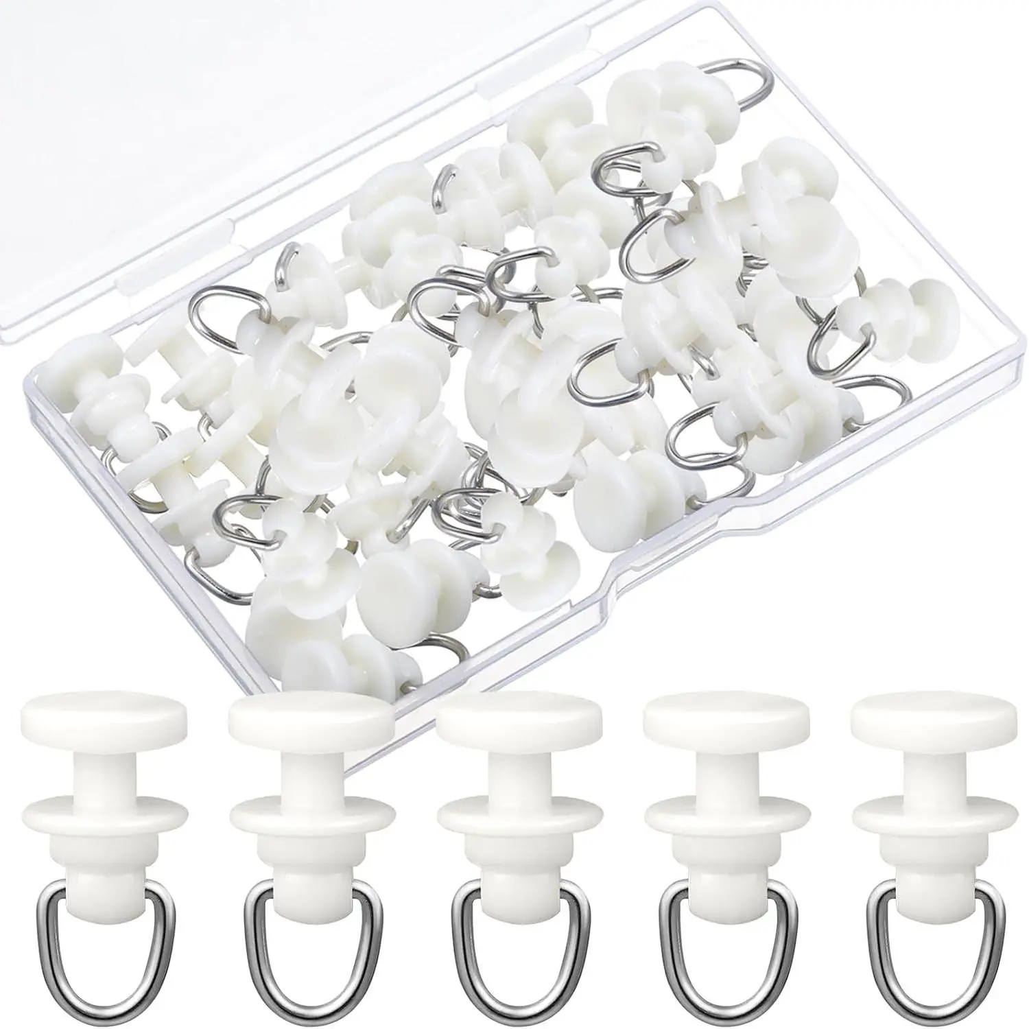 50 Pcs Plastic Curtain Track Roller Hooks Ceiling Sliding Curtain Glider Accessories for Living Bedroom Shower Privacy Rv Garage Divider Track and Hooks
