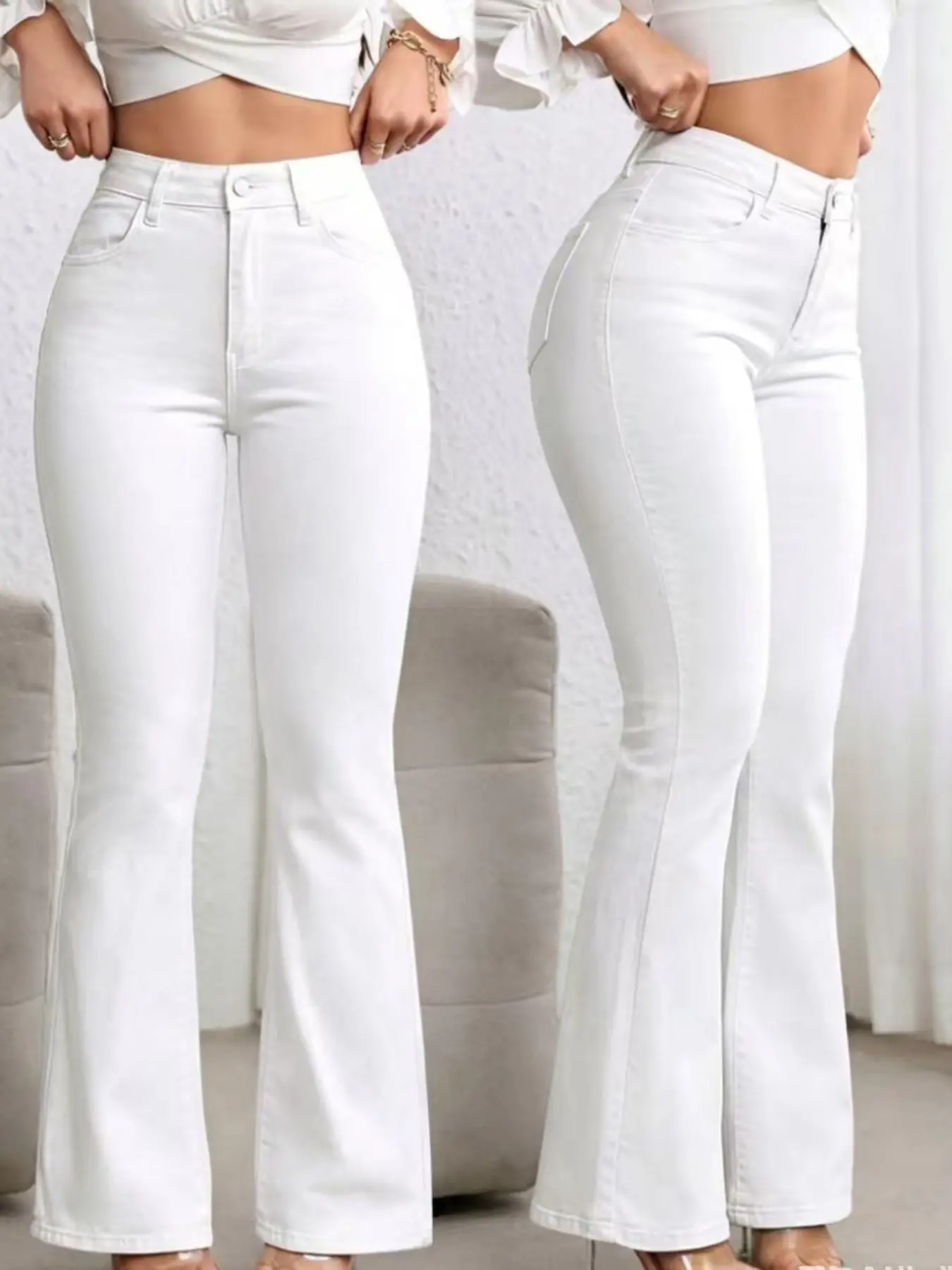 High Waist Flare Jeans for Women, Elastic Bootleg Pants, Bottoms, Y2K Street Casual Vintage Fashion, Comfortable and Stylish