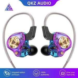 2026 QKZ ENZ0 Wired Gaming Earphones, ANC Noise Canceling, 8D Deep Bass & 20ms Low Latency, IPX5 Sweatproof with HD Mic, Mini Invisible Wired Earbuds for PC, Mobile, Gym and Travel