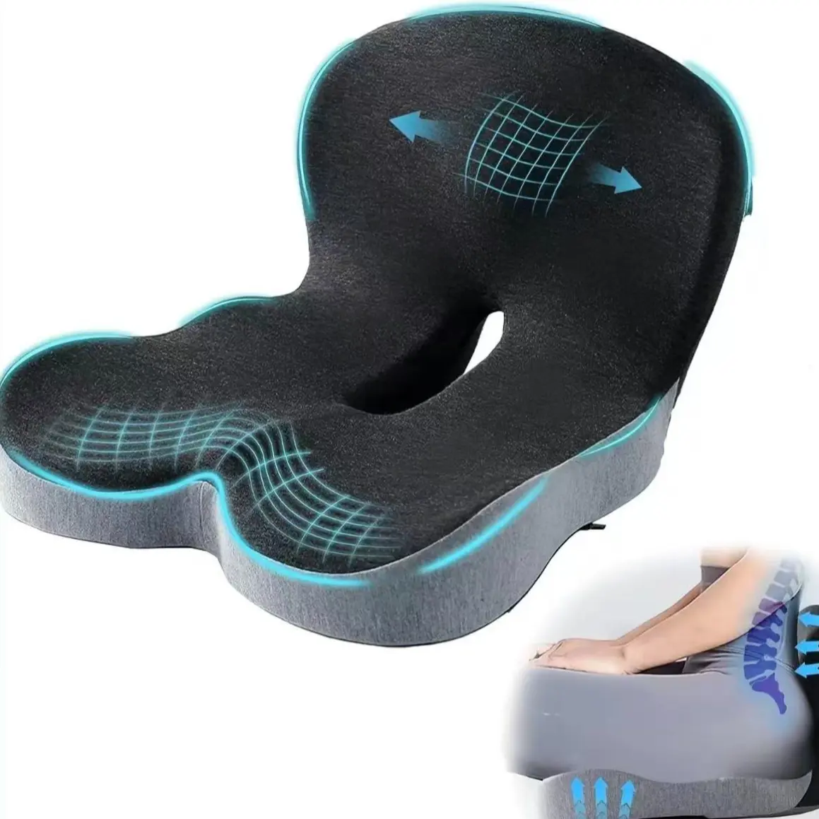 Truck Driver Seat Cushion, Memory Foam Pad, Ergonomic Back Support, Relieves Sciatica Pain, Ideal for Long Drives, Office, Dormitory