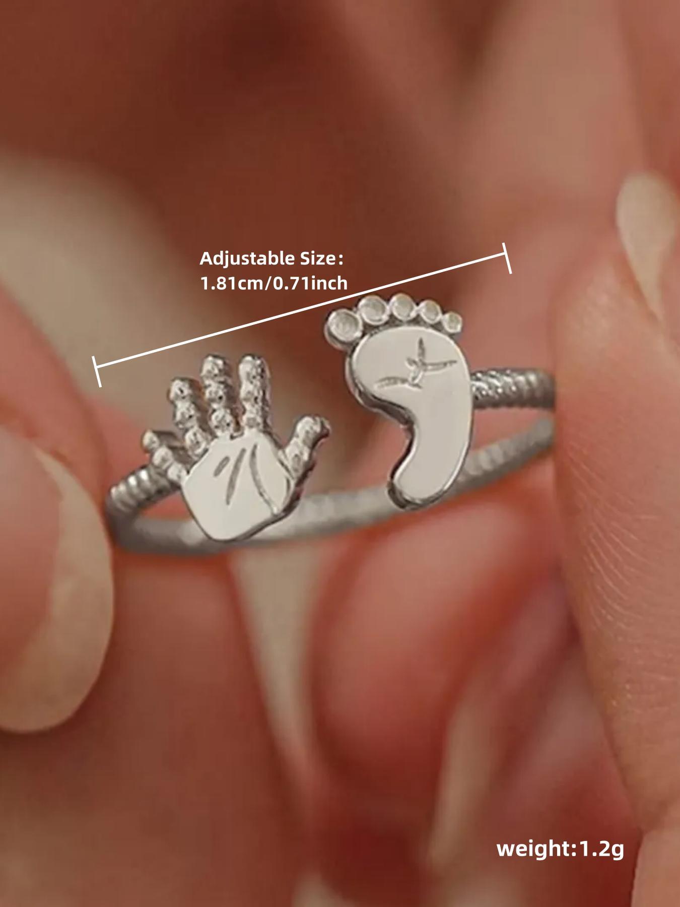 925 Sterling Silver Cute Hand & Foot Design Cuff Ring, Adjustable Open Ring, Fashion Rings, Fashion Jewelry Accessories for Women & Girls