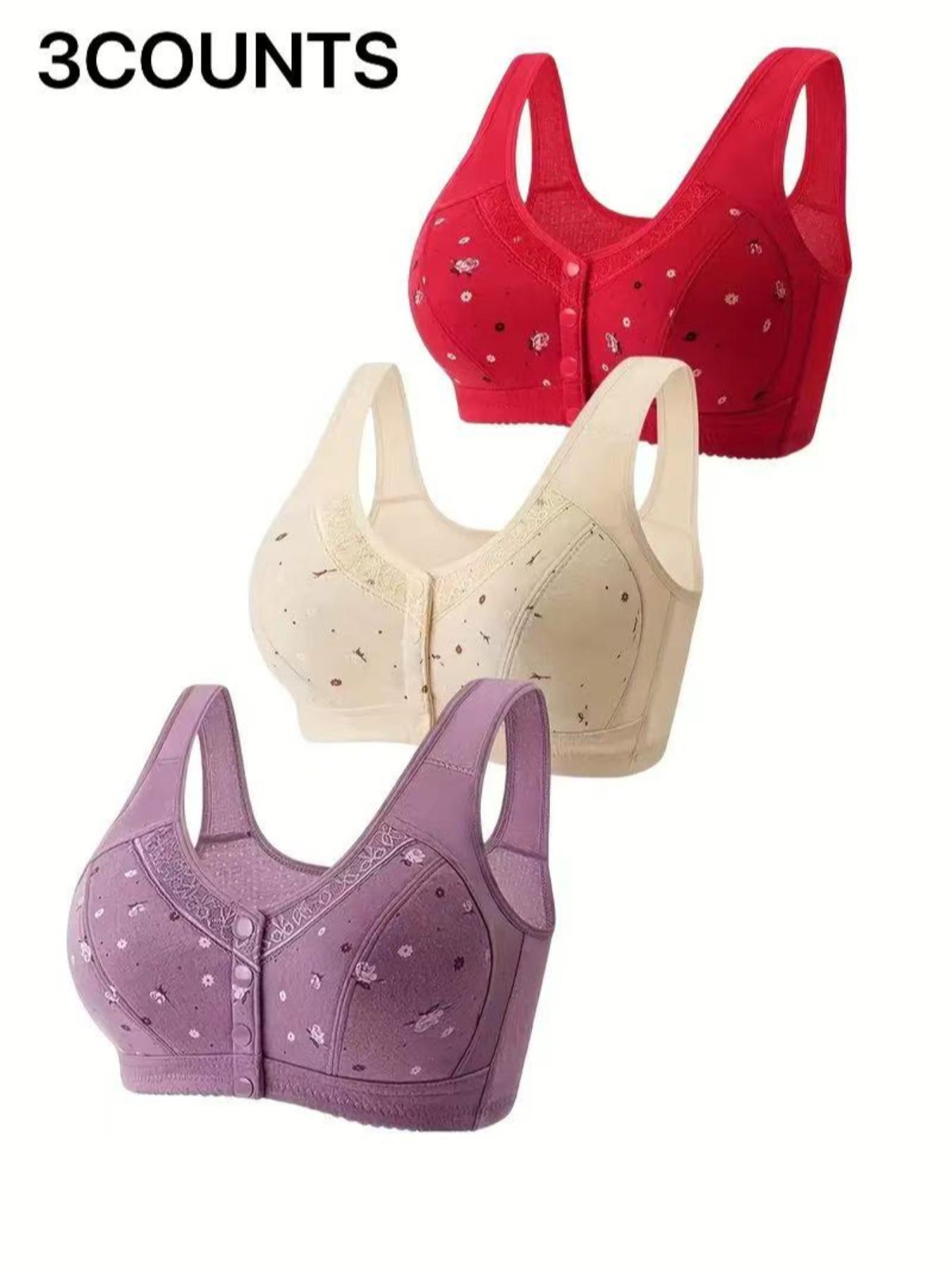 Women's Floral Print Push Up Bra, Soft Comfortable Breathable Bra, Women's Lingerie for All Seasons