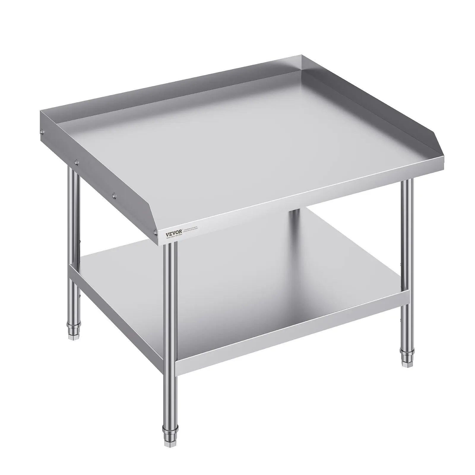 Stainless Steel Work Table, 30x 36x 26 Inch Commercial Food Prep Worktable, 3-Sided Backsplash Heavy Duty Prep Worktable, Metal Work Table with Adjustable Height for Restaurant Home Hotel