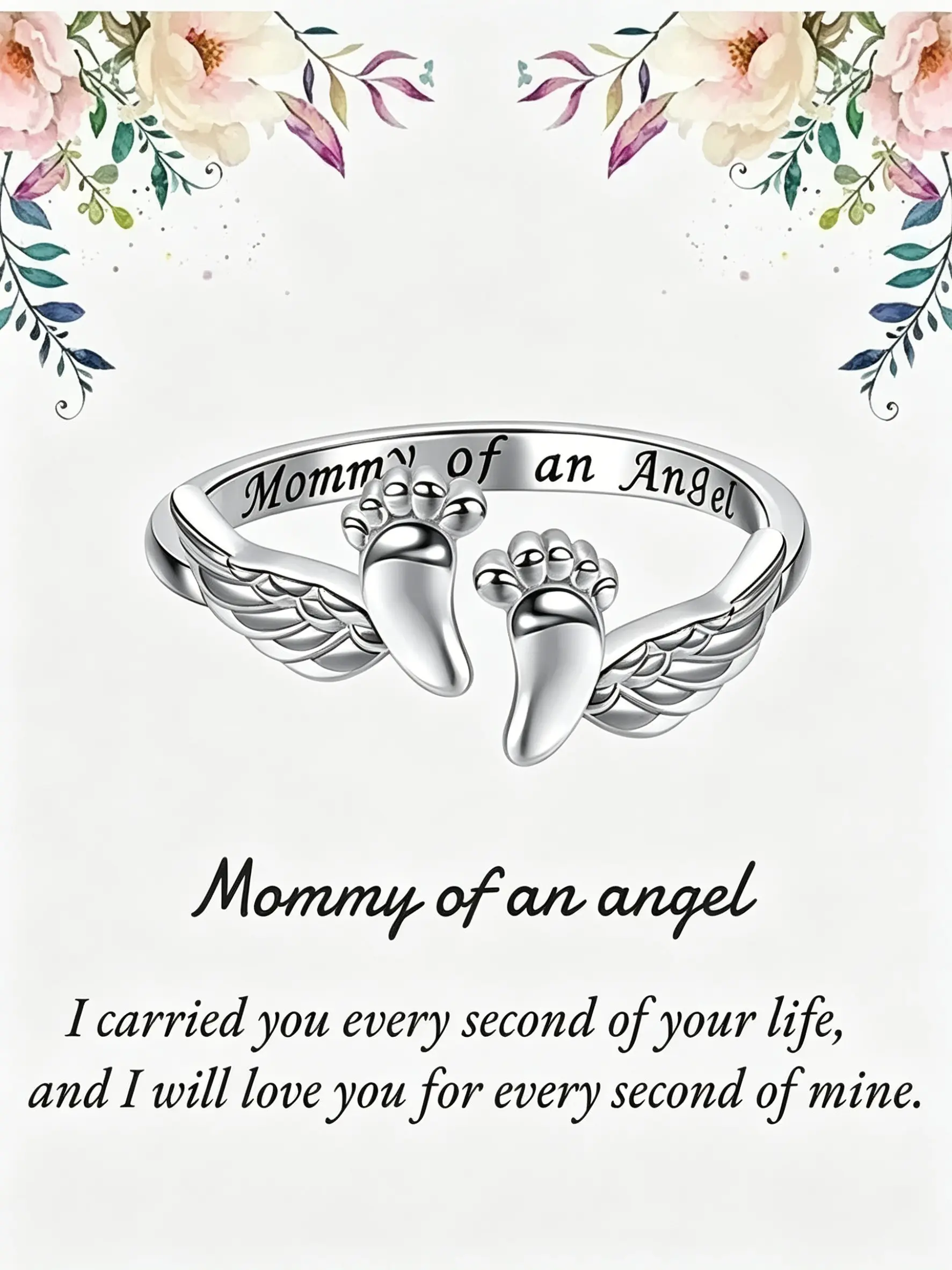Adjustable Angel Wings Baby Foot Ring for Women, Miscarriage Memorial Jewelry Gift, Elegant Open Design, Perfect for Remembrance