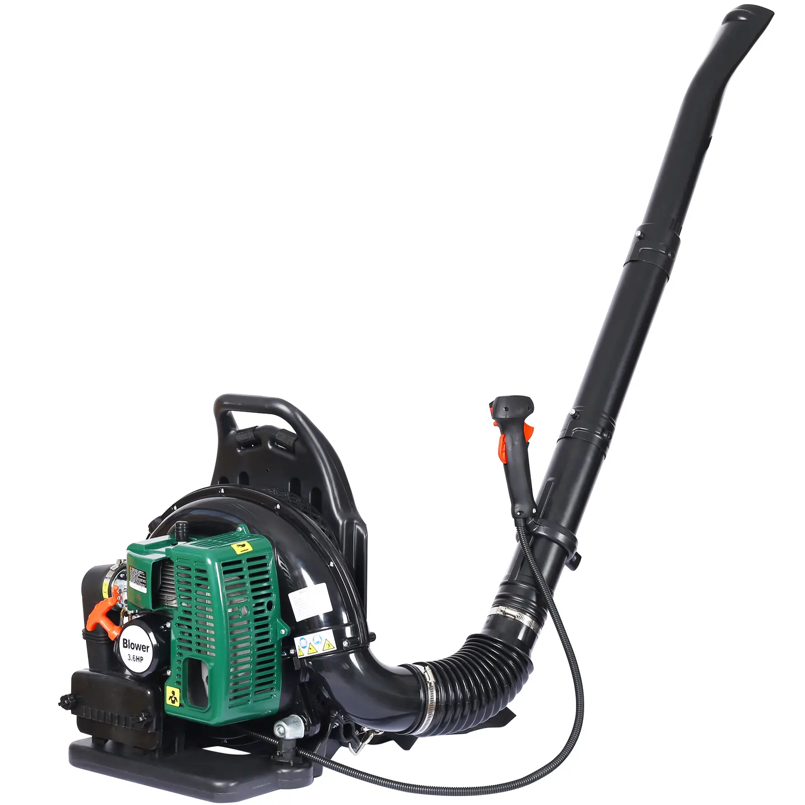 2-Stroke Backpack Leaf Blower, Gas 63.3cc 3.6HP 750CFM, Green Plastic, for Yard and Driveway