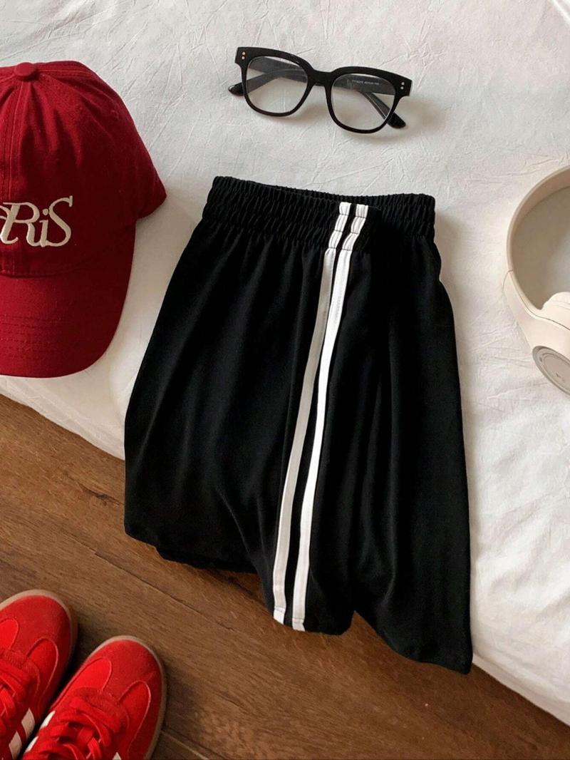 Women's Side Stripe Shorts, Casual Comfy Breathable Skinny Shorts for Daily Wear, Ladies Bottoms for Summer