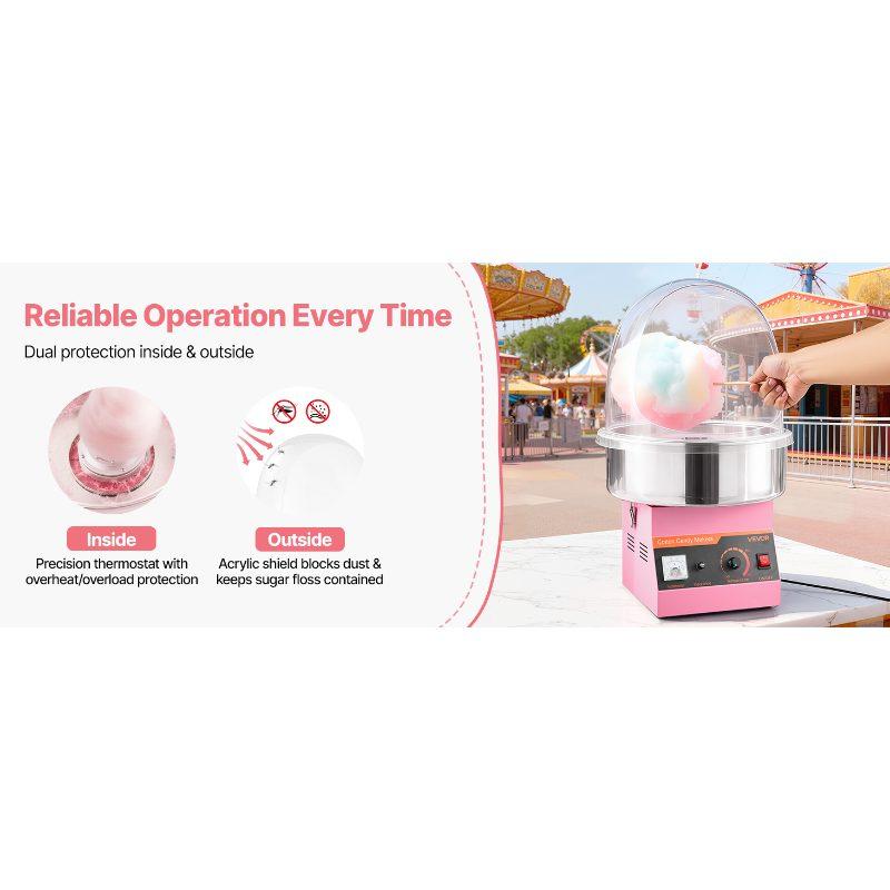 VEVOR Electric Cotton Candy Machine, 1000W Commercial Floss Maker With Cover, Commercial Cotton Candy Machine w/Stainless Steel Bowl Sugar Scoop, Ideal for Carnival, Birthday, Family Party, Pink VEVOR Electric Cotton Candy Machine, 1000W Commercial Floss Maker With Cover, Commercial Cotton Candy Machine w/Stainless Steel Bowl Sugar Scoop, Ideal for Carnival, Birthday, Family Party, Pink