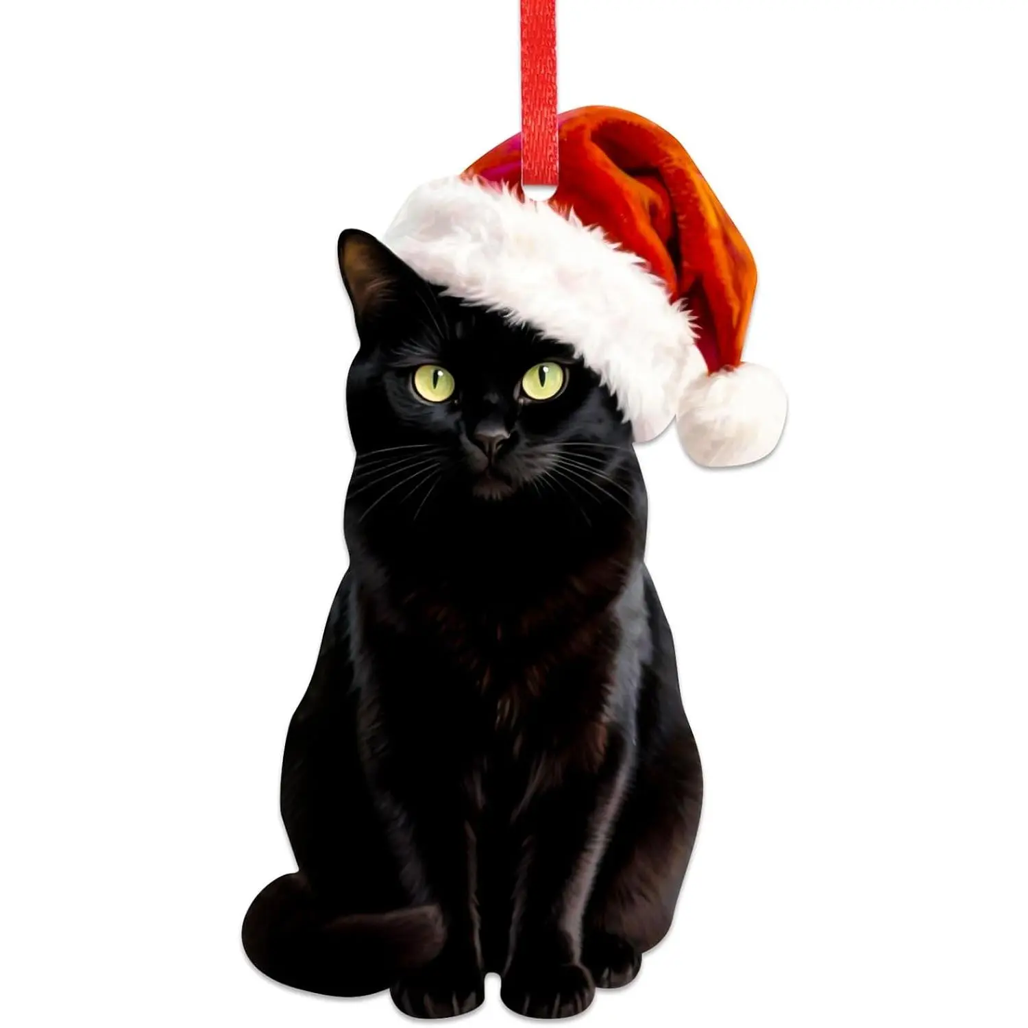 Black  Christmas Ornament - 2D Realistic Cats Ornaments for Christmas Tree -  Lifelike Kitten Ornament Decor, Gifts for  Lovers Women & Men  Memorial