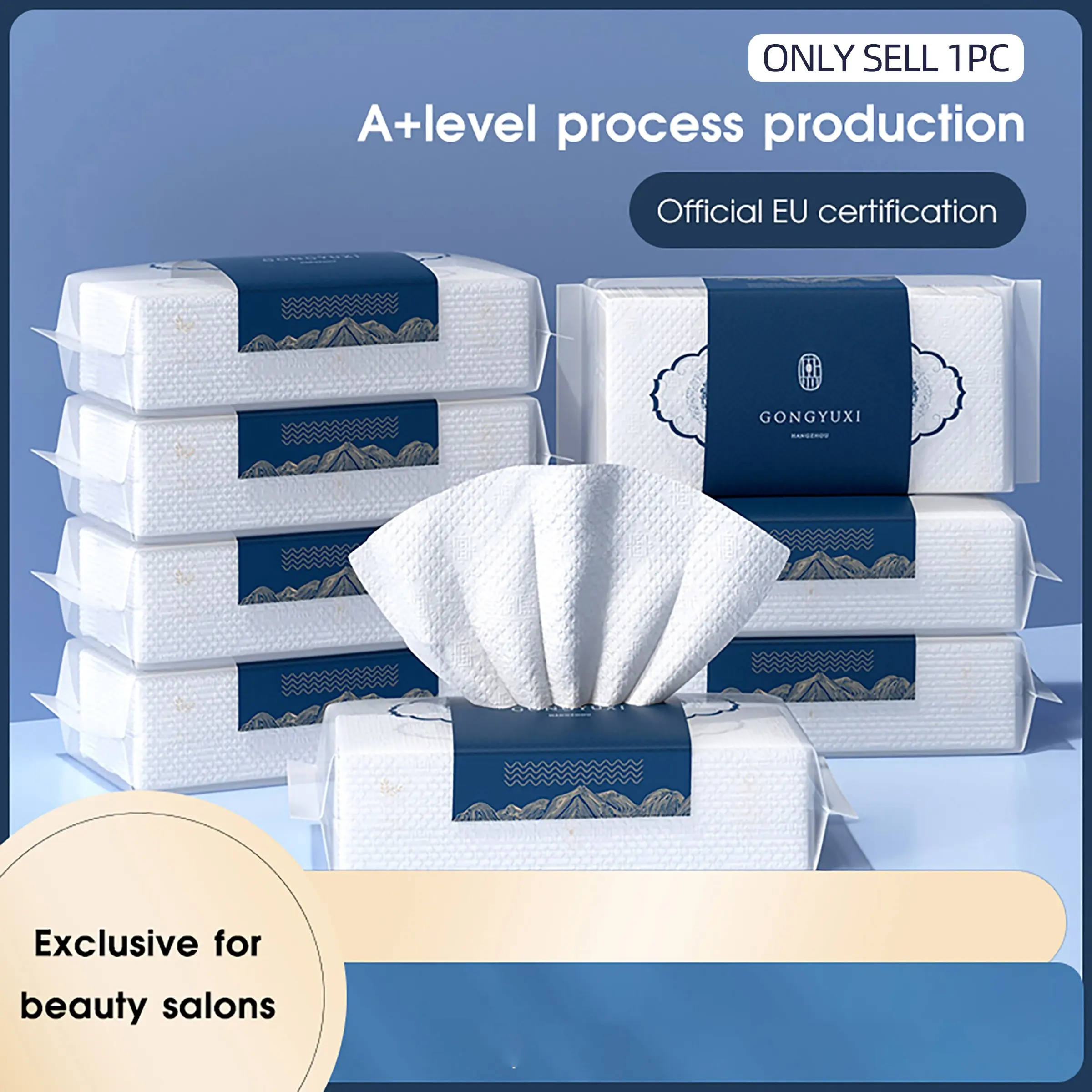 Thick Disposable Face Wipes, Wet and Dry Use, Pull-Through Design, No Shedding, Soft Facial Cleansing Towels, Single Use