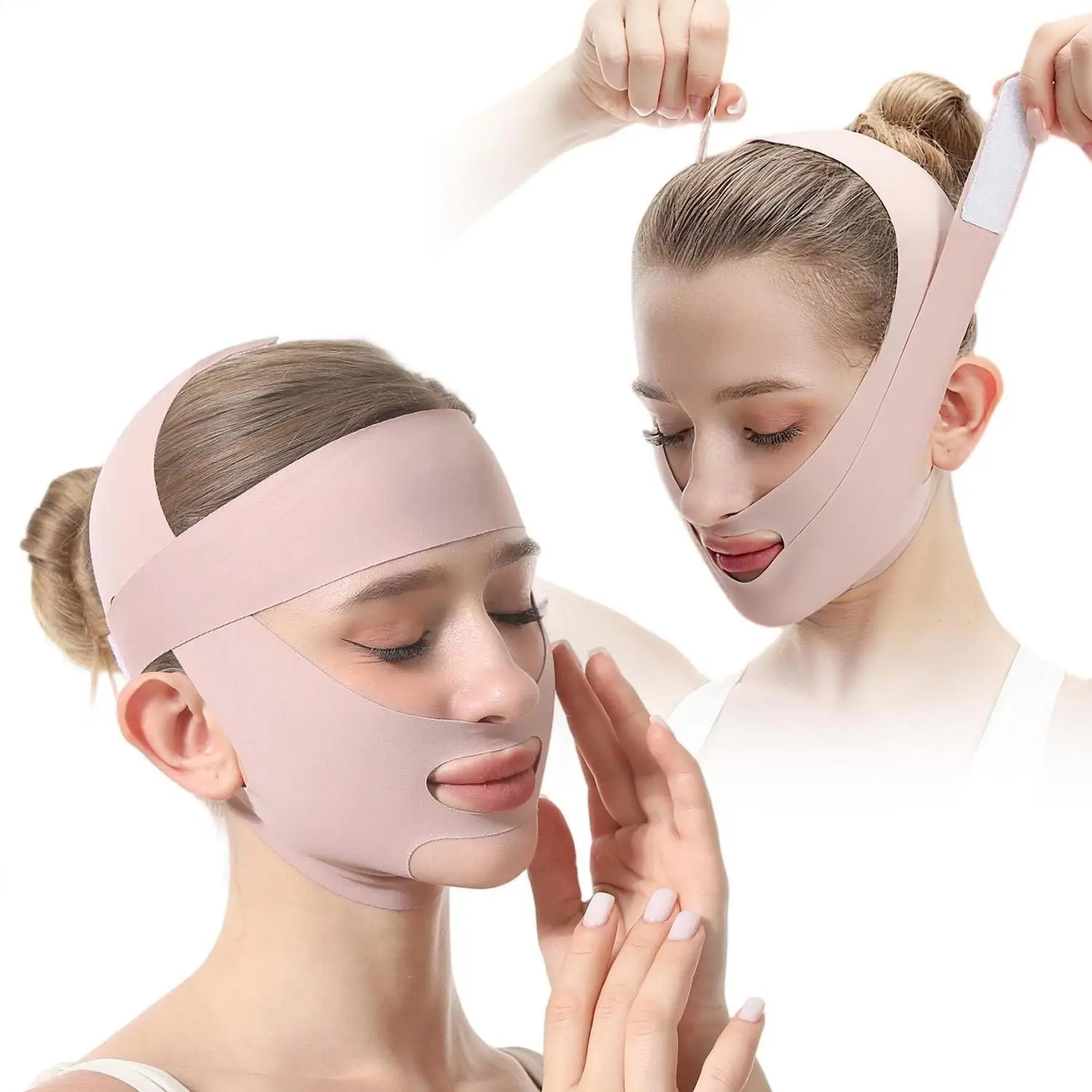 Breathable Face Lift Belt, Forehead and Chin Up Support Bandage, Elastic V-Shape Facial Lifting Strap, Skin Tightening, Face Slimming Tool