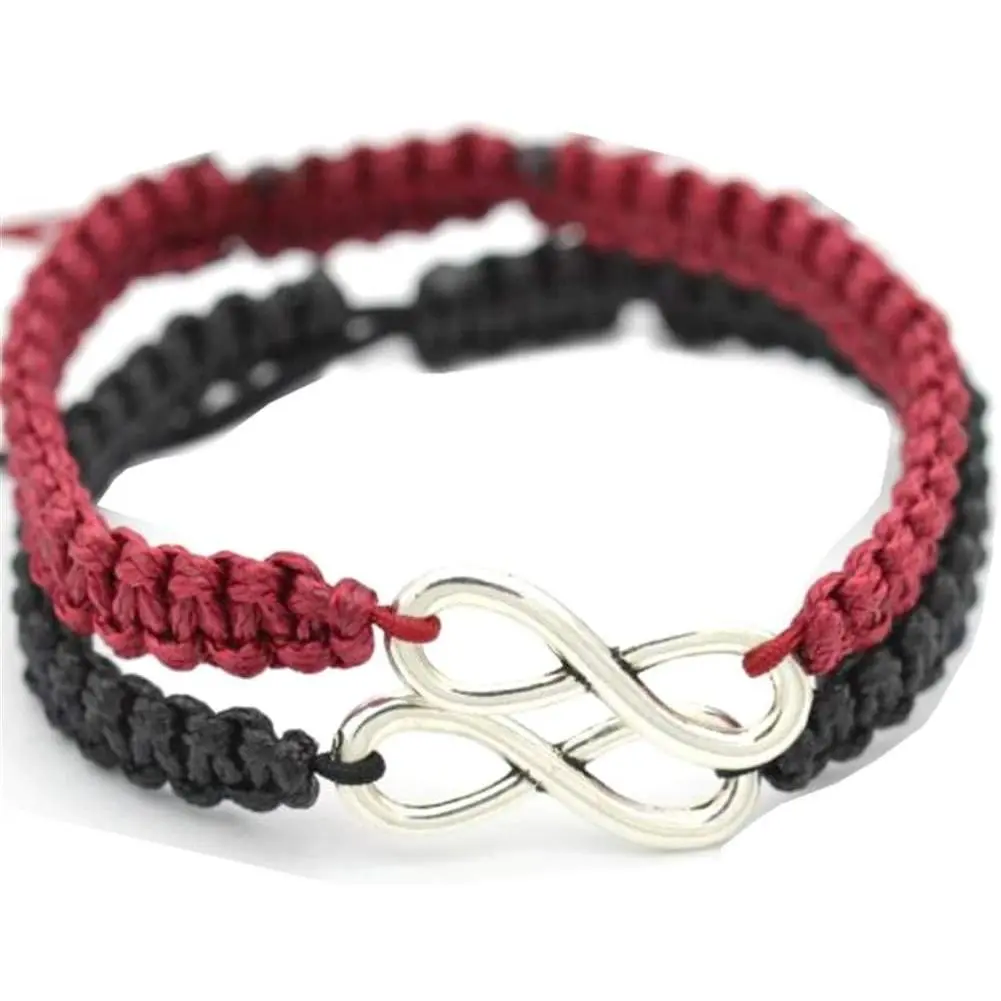 His and Hers Matching Pairs Woven Bracelets, Modern Lover Gift, 8-Piece Infinity Couple Bracelets for Girlfriends, Synthetic Fiber, All Seasons