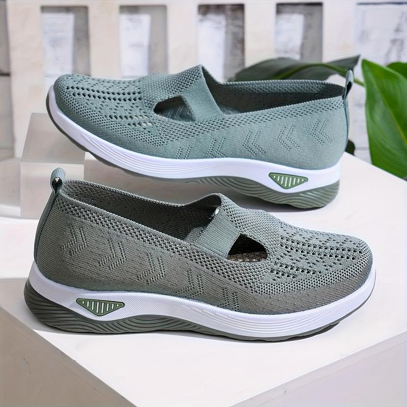 Rain Core | Plus Size Women's Slip-Ons - Airy Mesh Sneakers with Hollow Cut-Out Design |   Lightweight & Cute for Outdoor Walking, All-Season Casual Comfort