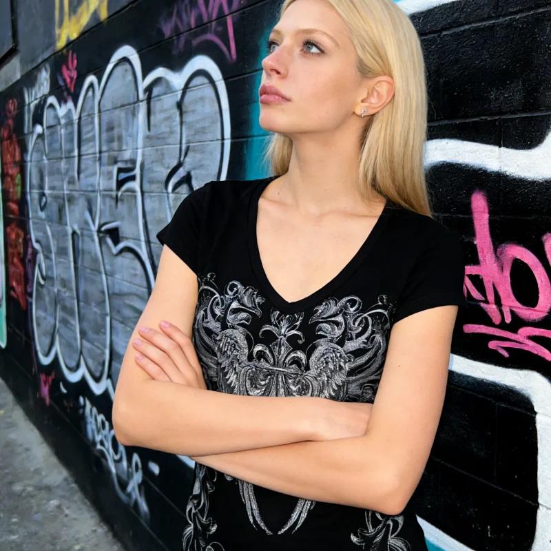 2026 American Style Y2K Slim-Fitting Short-Sleeved Printed Top High Street Casual T-Shirt Fashion Retro Women'S Clothing New