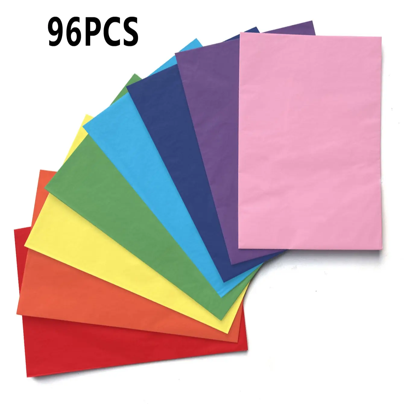 96pcs 8 Colors Rainbow Mixed Tissue Paper, Colorful Gradient Thin Wrapping Paper Set, DIY Craft Gift Packaging for Birthday Wedding Party Gift Wrapping Supplies