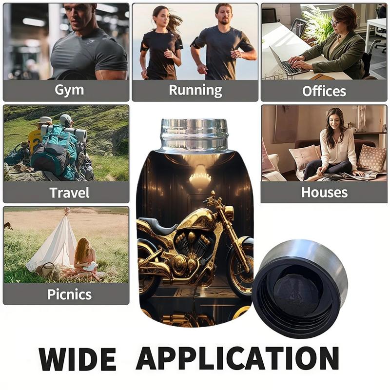 1pc 10.5oz Stainless Steel Tumbler - Leak-Proof, Insulated, Reusable, Hand Wash Only, Chic & Practical, Golden Cruiser Majesty Art Design, Perfect for Office, Camping & Holidays, Ideal Holiday Gift, Durable Drinkware, Office Essentials