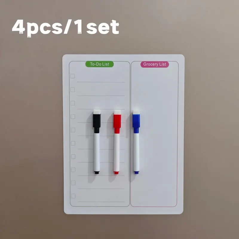 1 Set Includes 1 Magnetic Fridge Dry Erase To Do Board and 3 Magnetic Markers Full Back Magnet Grocery Planner Smooth Stain Free Wipeable Waterproof Anti Curl Stationery For Home School Students Teachers Back To School Daily Task Reminder Supplies